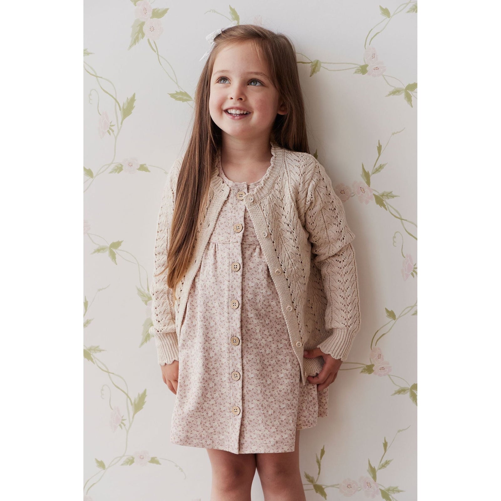 Hannah Knitted Cardigan - Light Oatmeal Marle