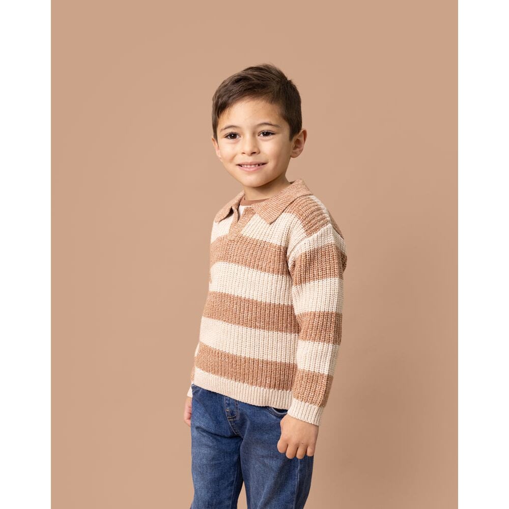 Stripe Knitted Jumper W Collar