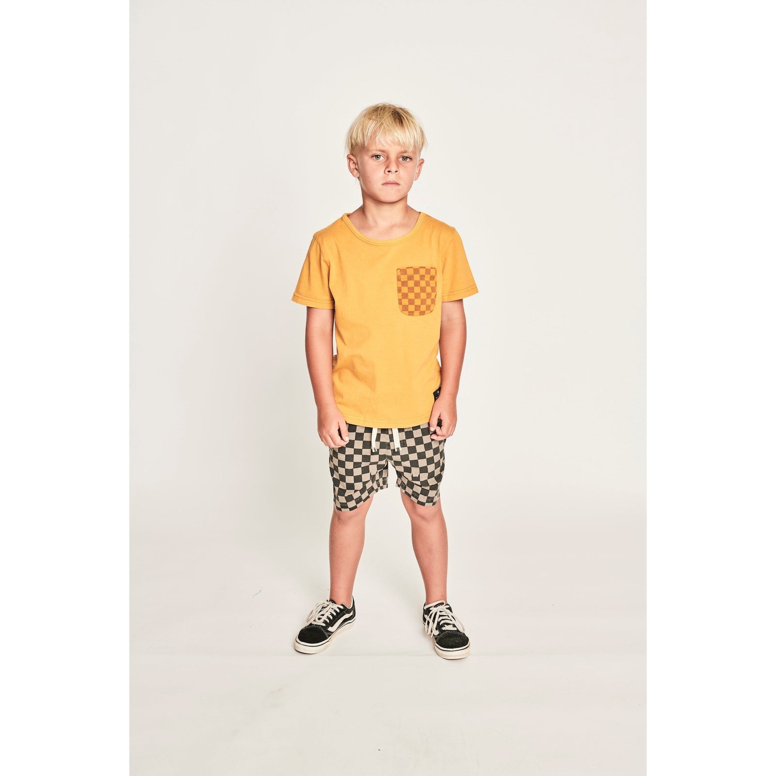 Pkt Check Ss Tee - Mineral Mustard