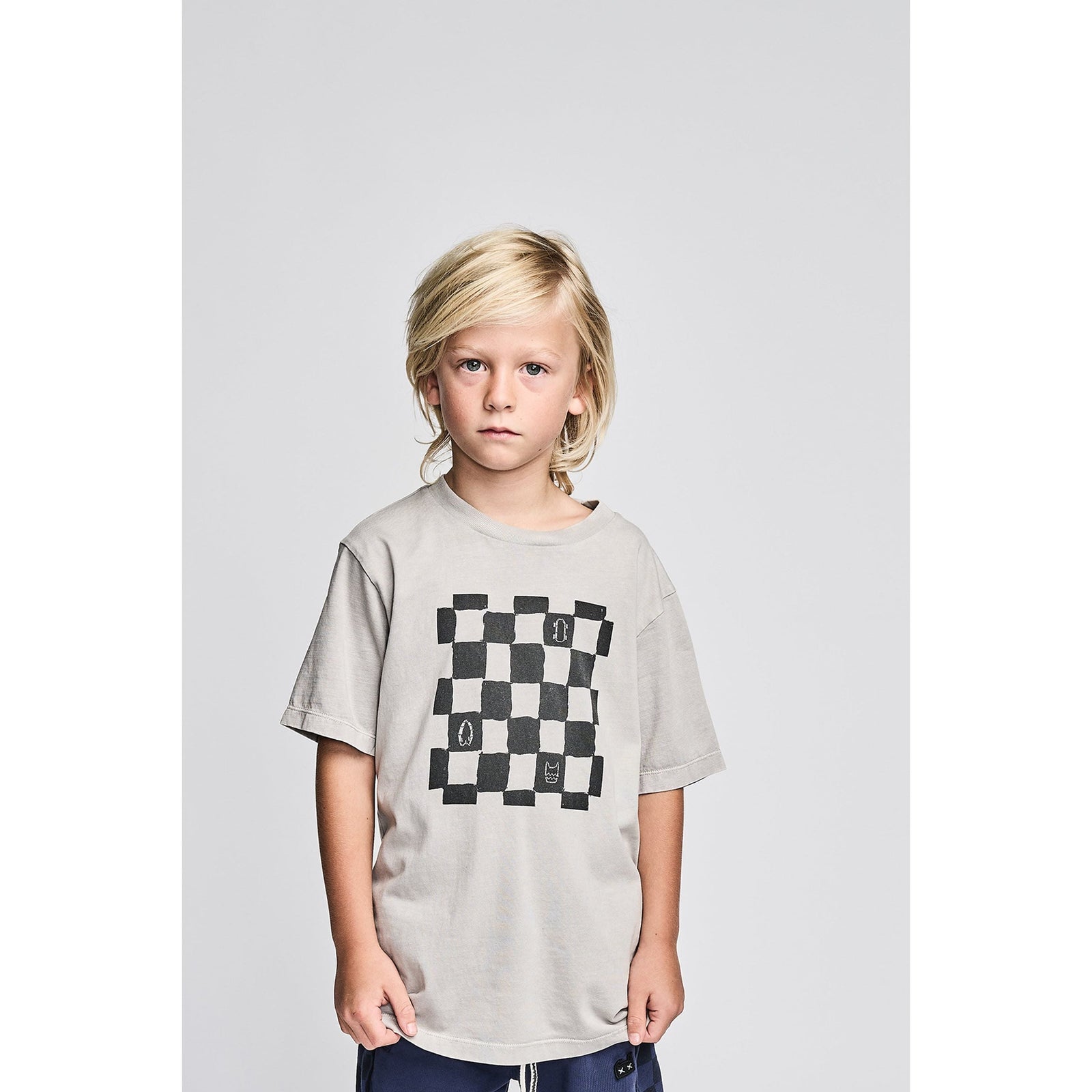 Checkme Tee - Washed Light Grey