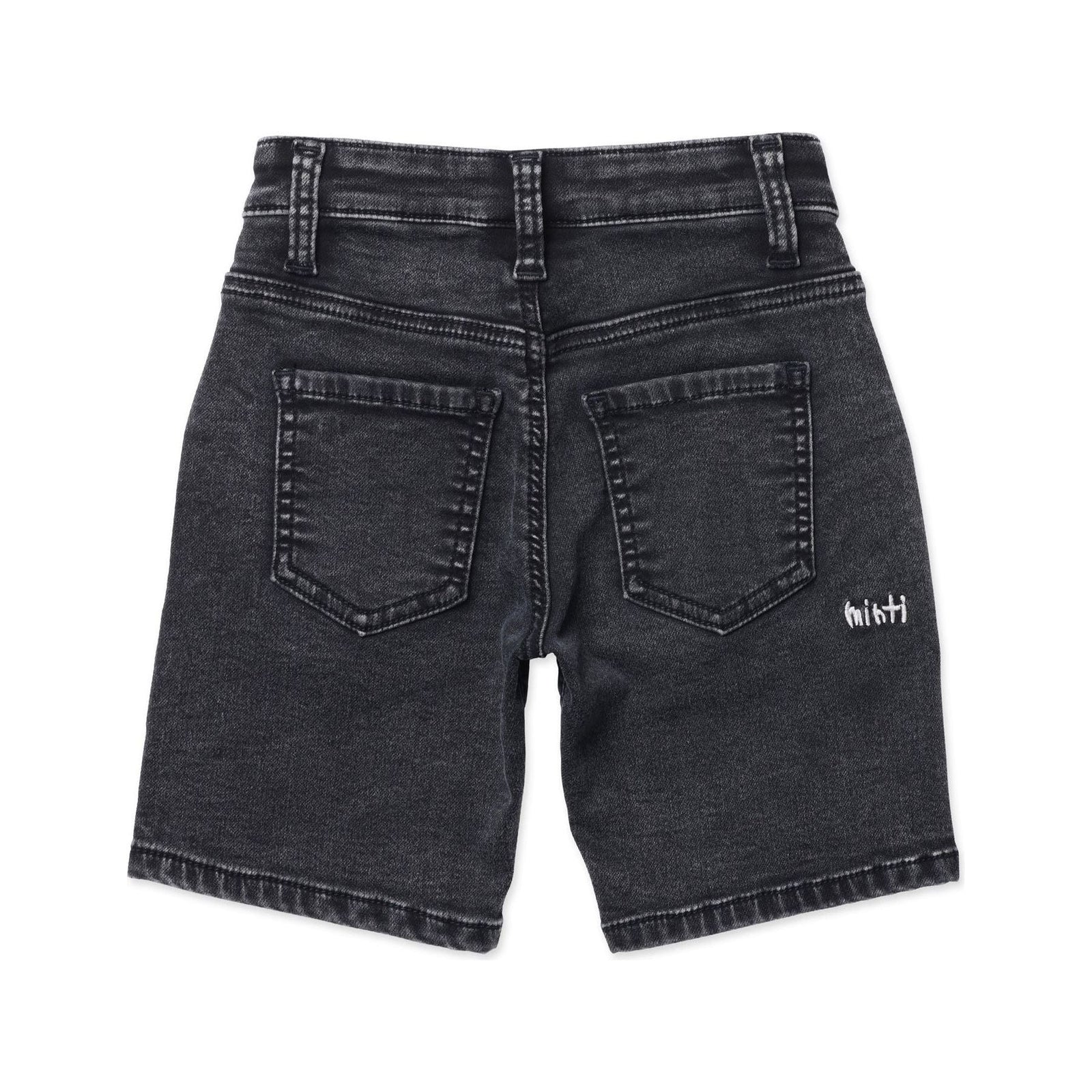 Soft Feel Denim Short- Washed Black