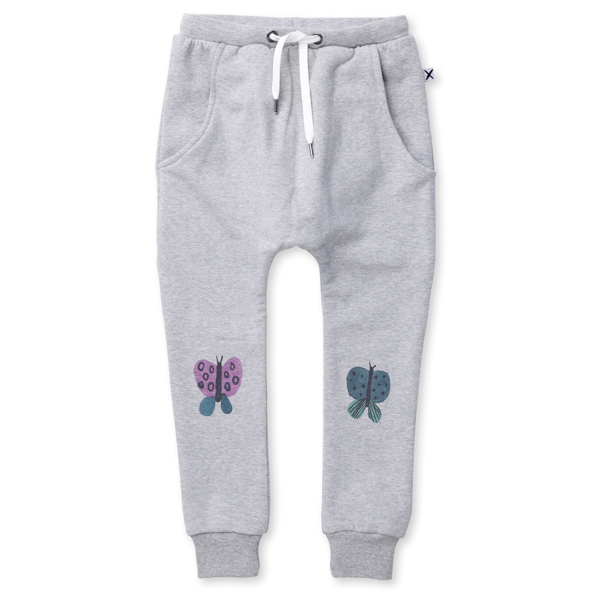 Butterfly Knee Furry Trackies - Grey Marle
