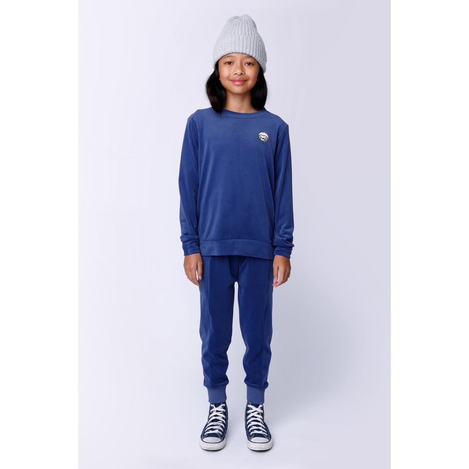 Luxe Velvet Crew - Navy