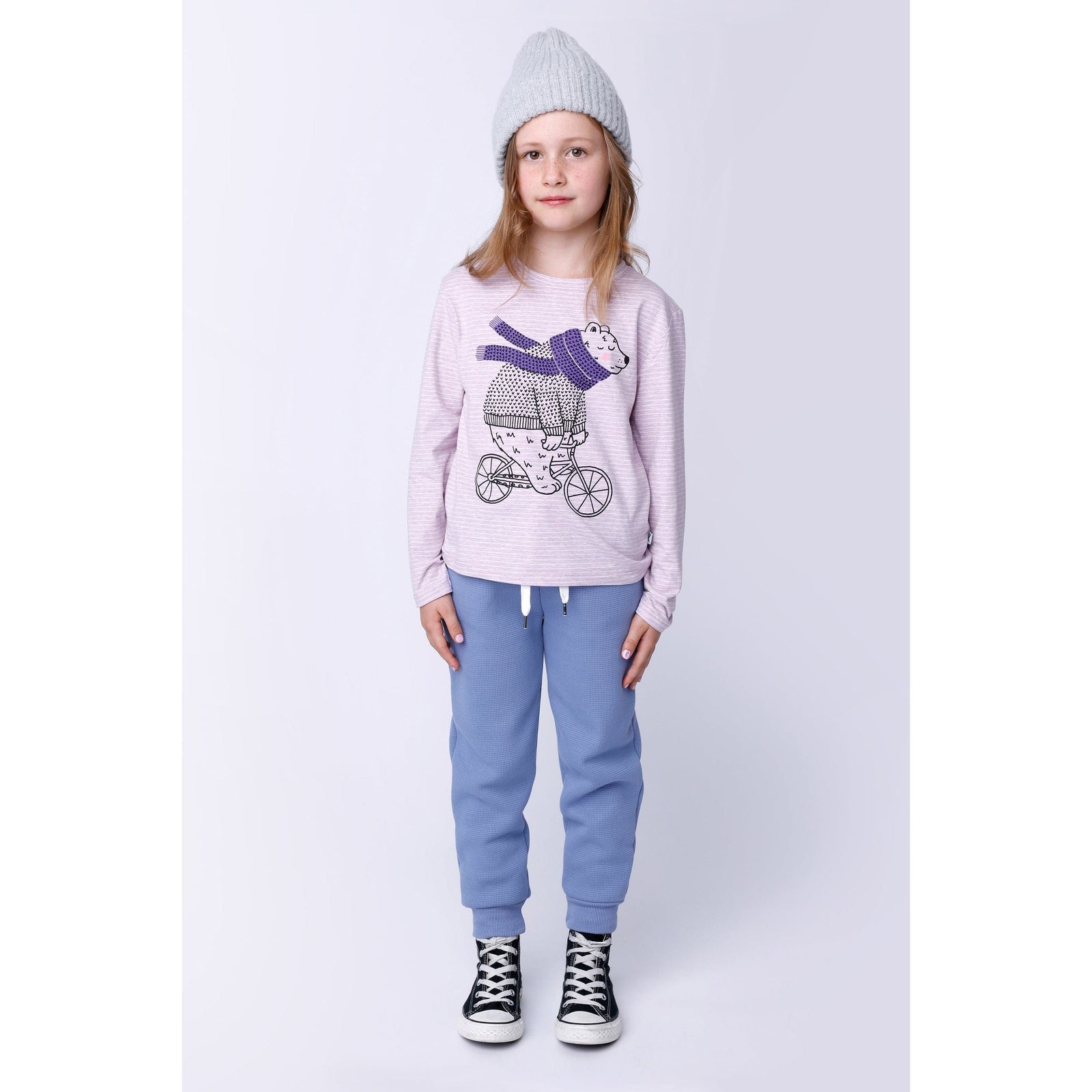Furry Waffle Trackies - Cornflower