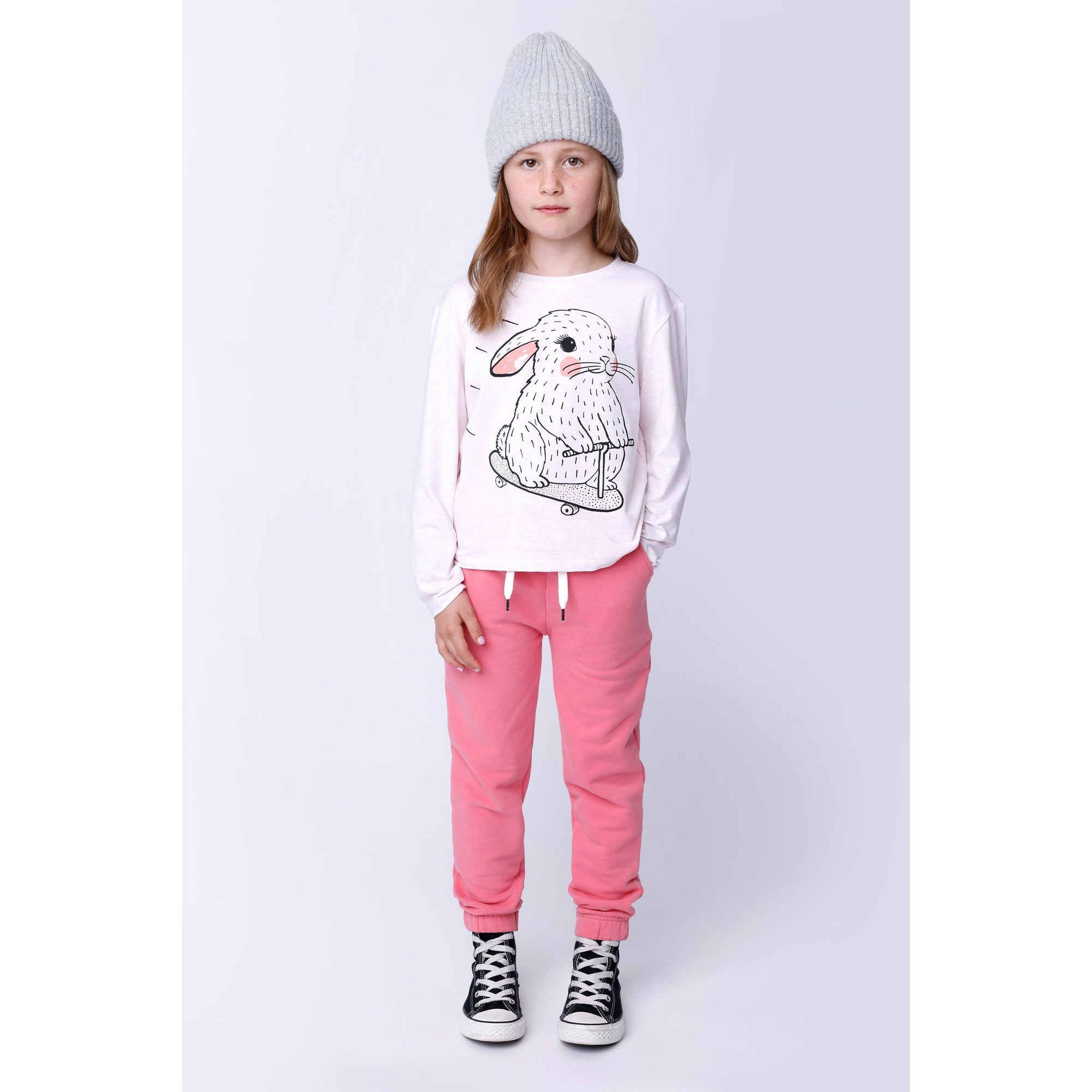 Furry Gathered Cuff Trackies - Pink