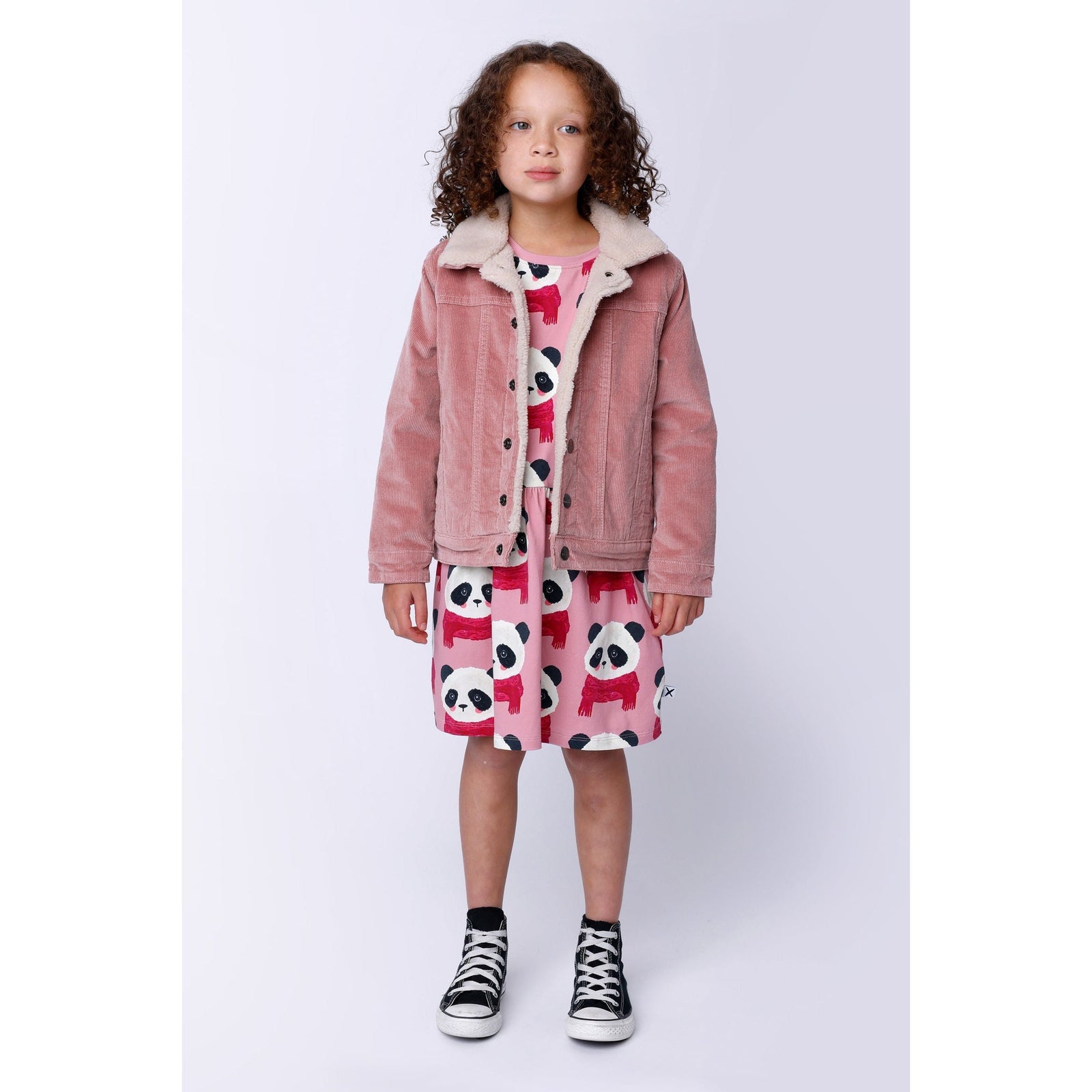 Teddy Lined Cord Bomber - Muted Pink