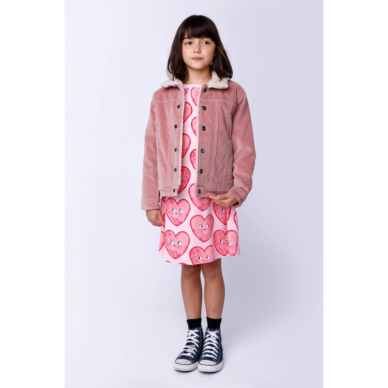 Teddy Lined Cord Bomber - Muted Pink