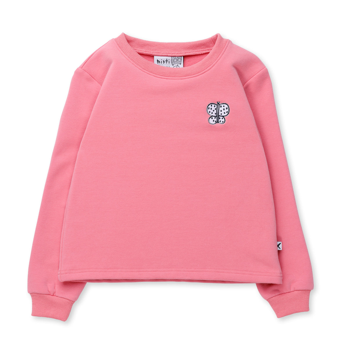 Butterfly Patch Furry Crew - Pink