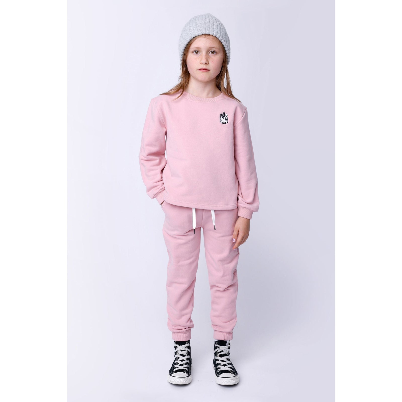 Furry Gathered Cuff Trackies - Muted Pink