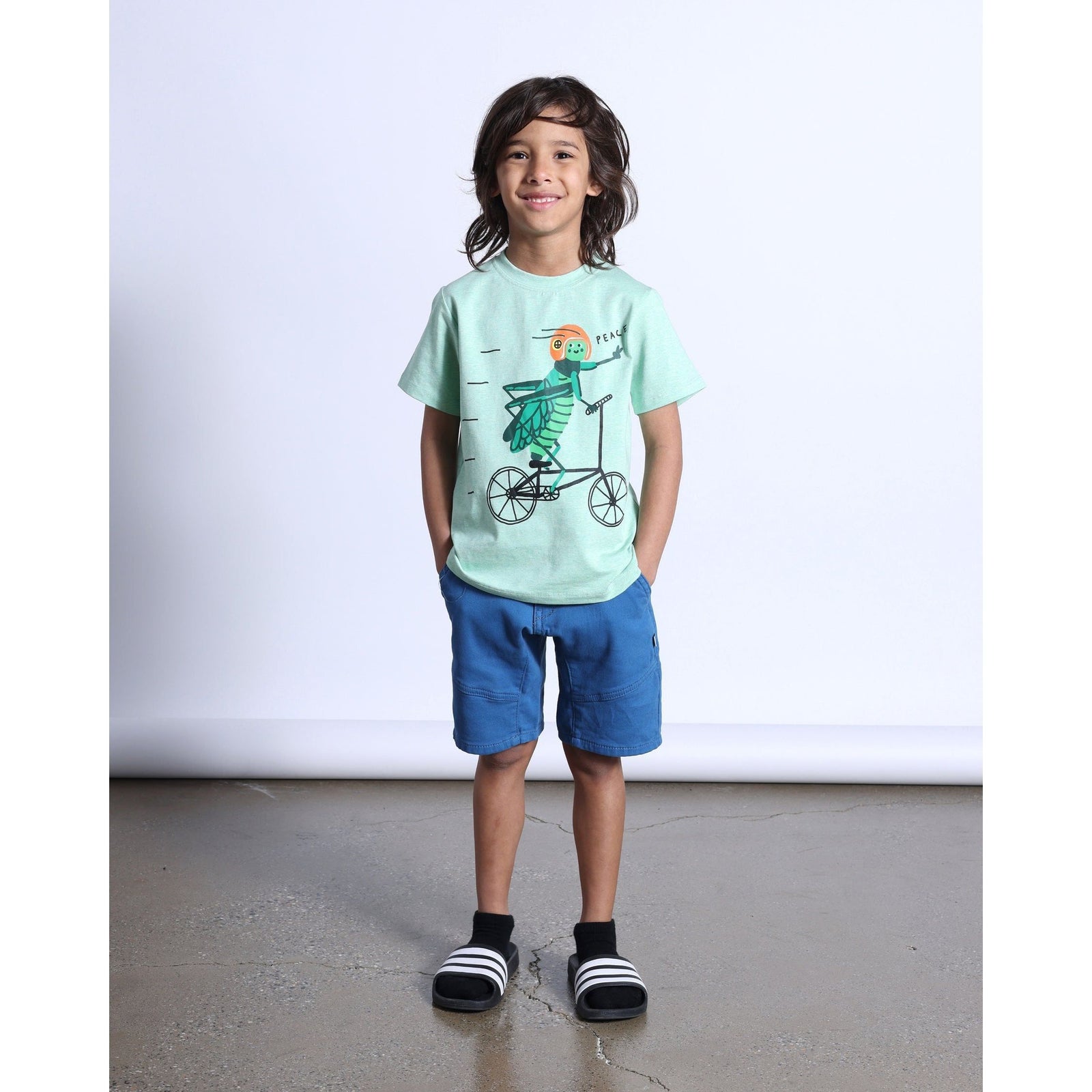 Cycling Cricket Tee- Green Marle