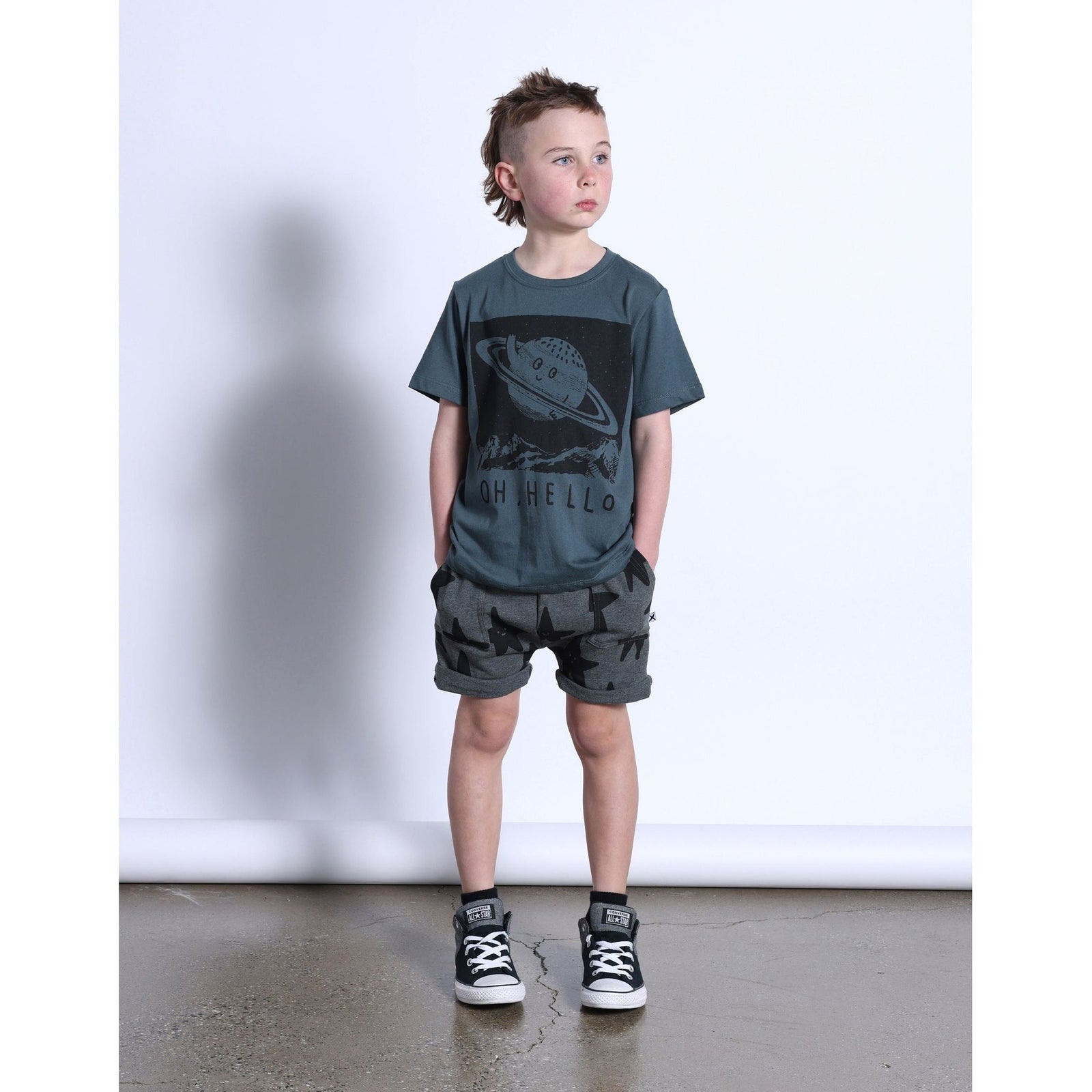 Happy Stars Short- Charcoal Marle