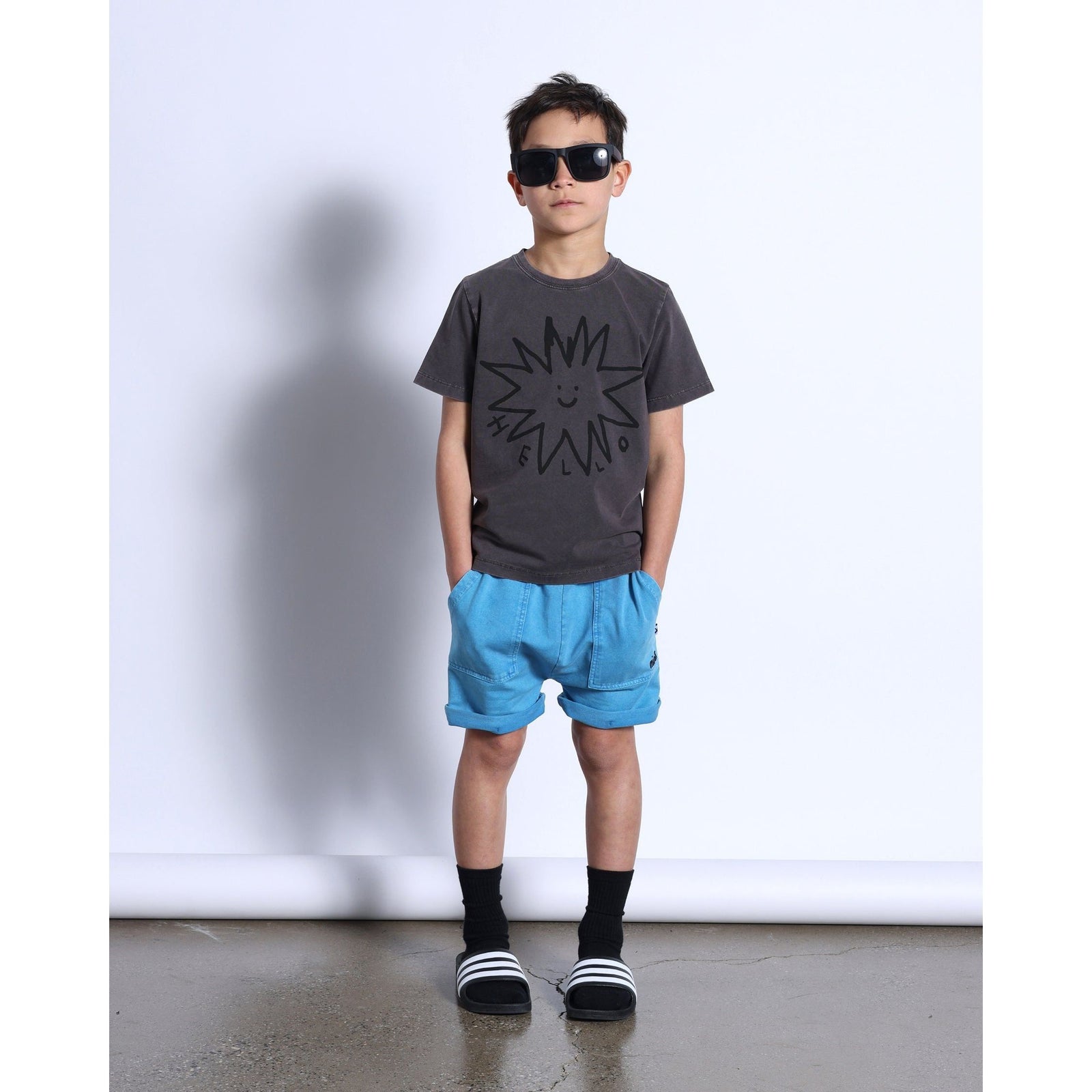 Hello Star Tee- Black Wash