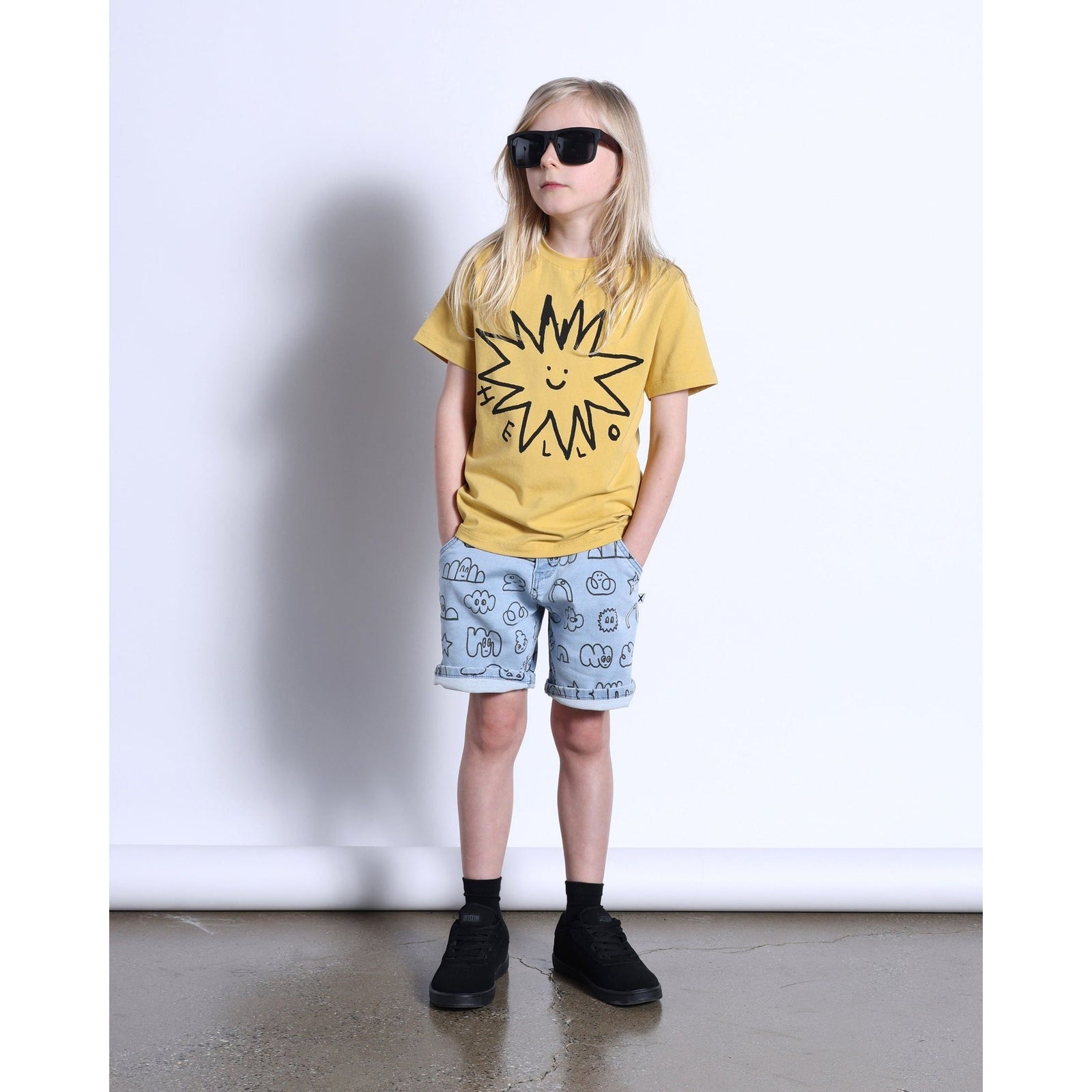 Hello Star Tee- Dull Yellow