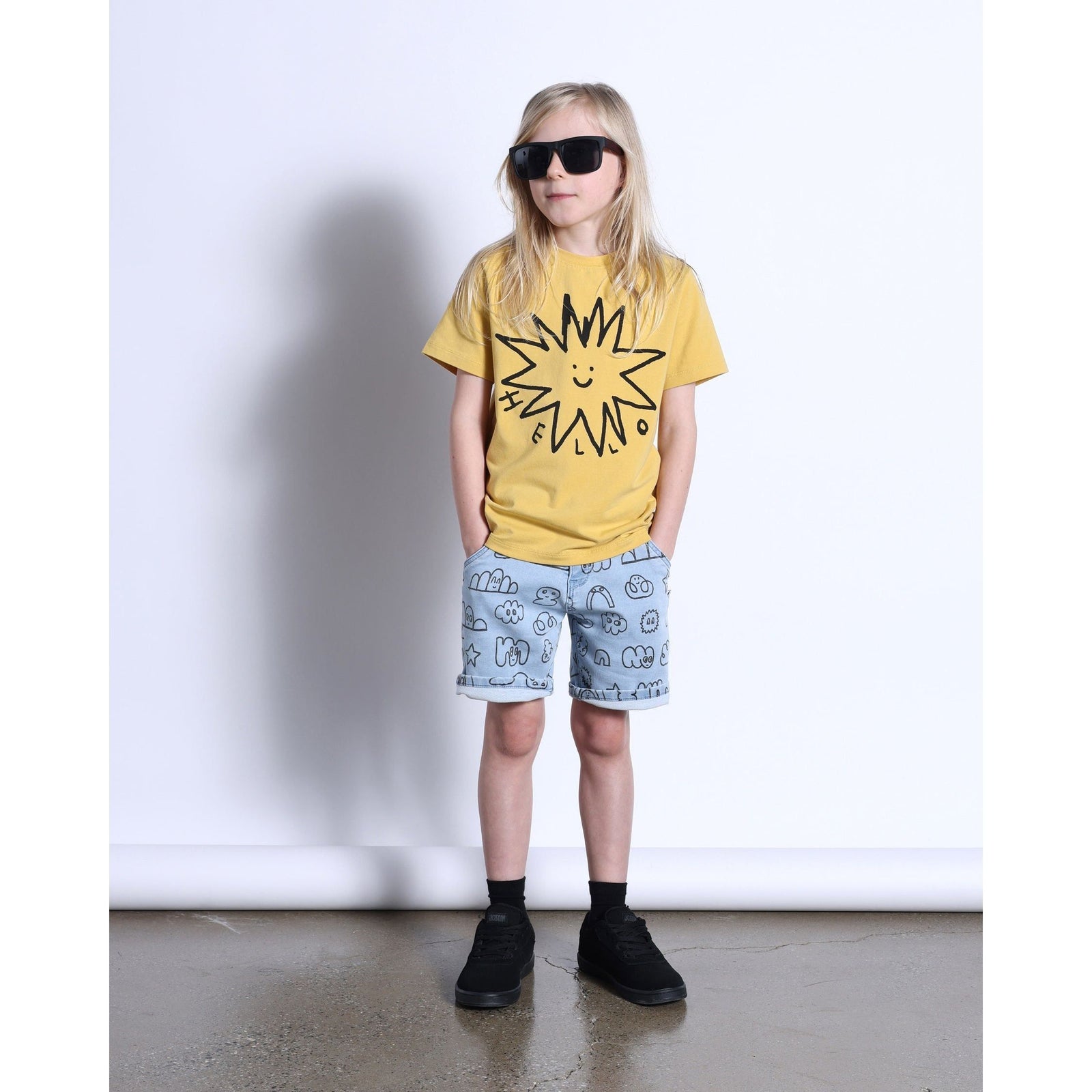 Hello Star Tee- Dull Yellow