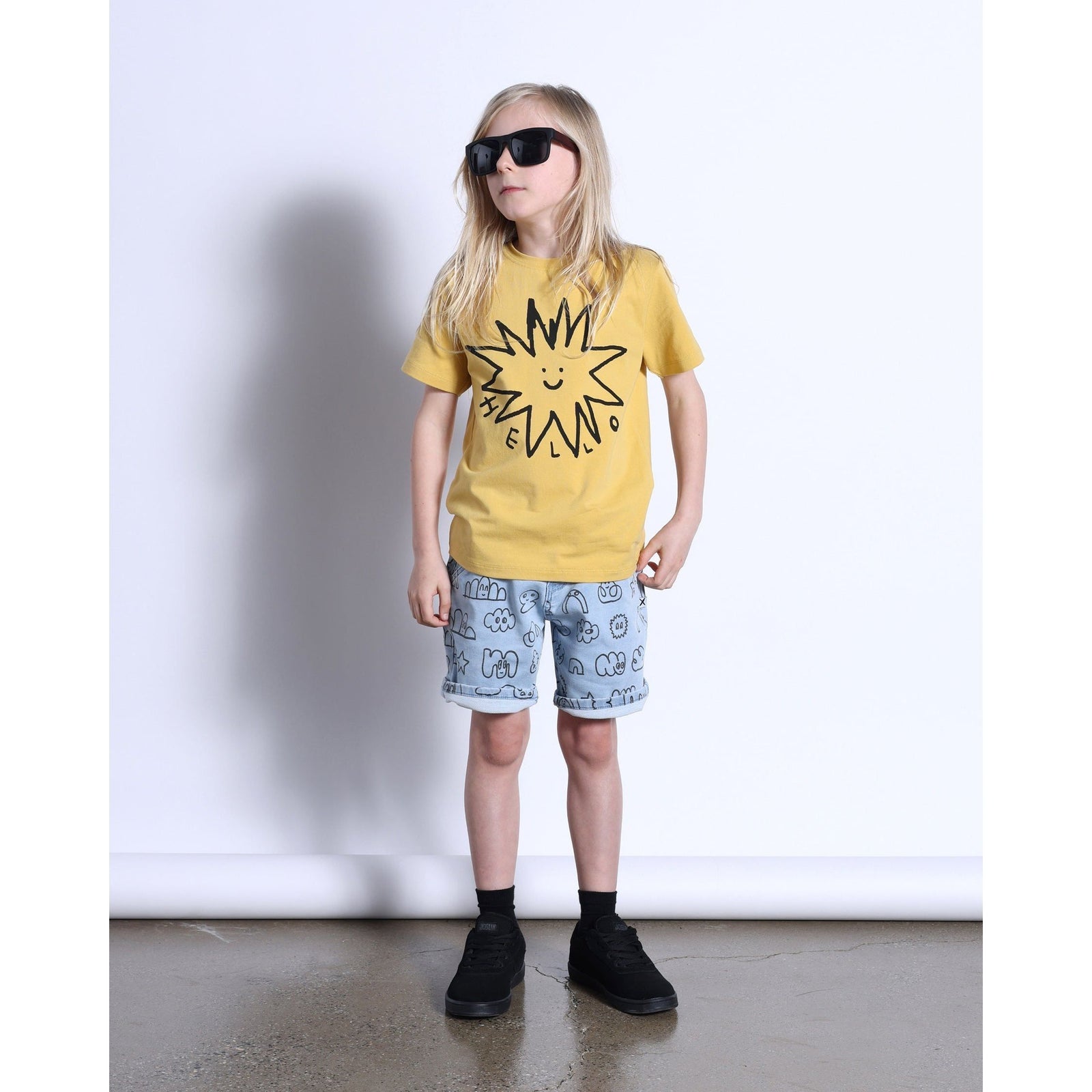 Hello Star Tee- Dull Yellow