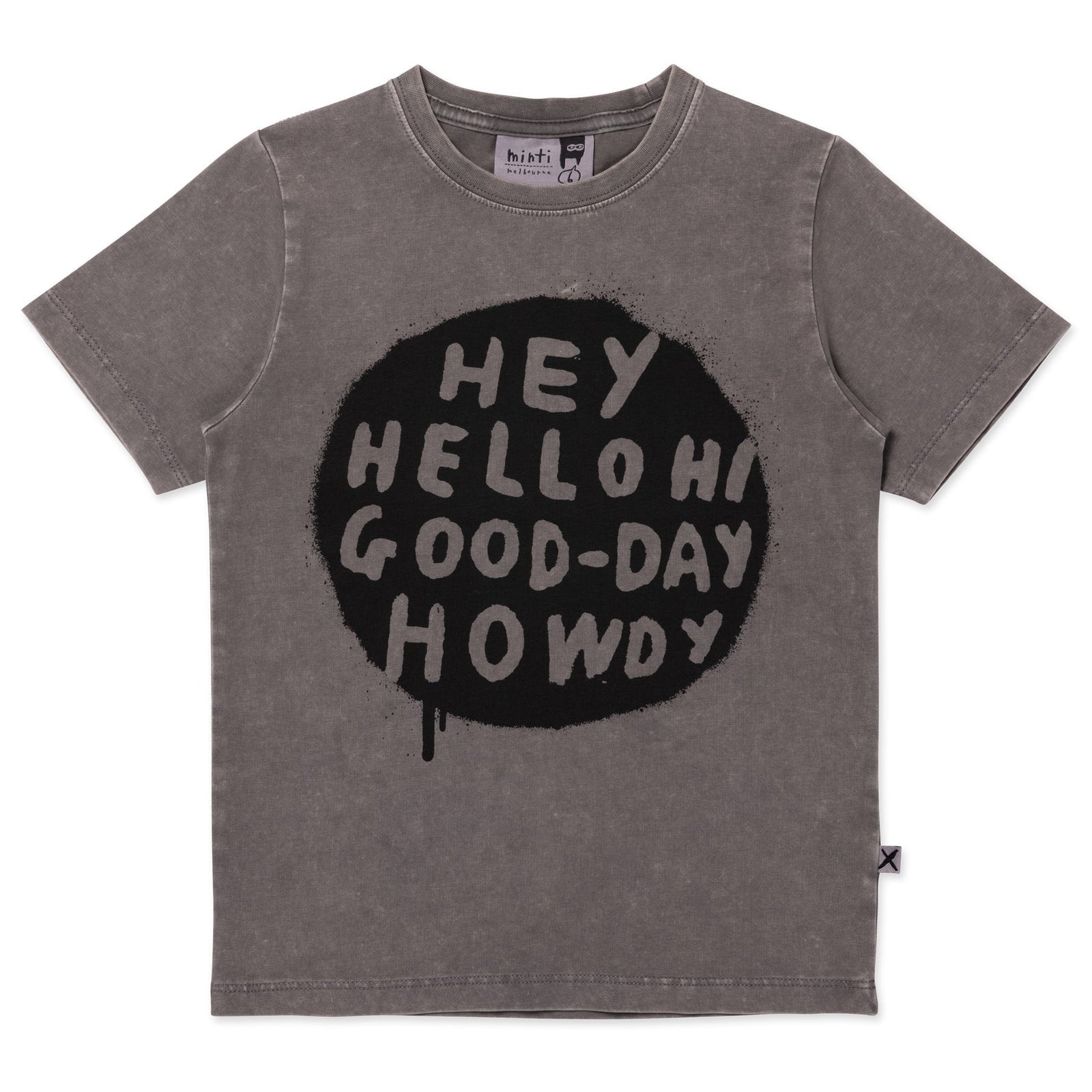 Hey Hello Tee- Grey Wash