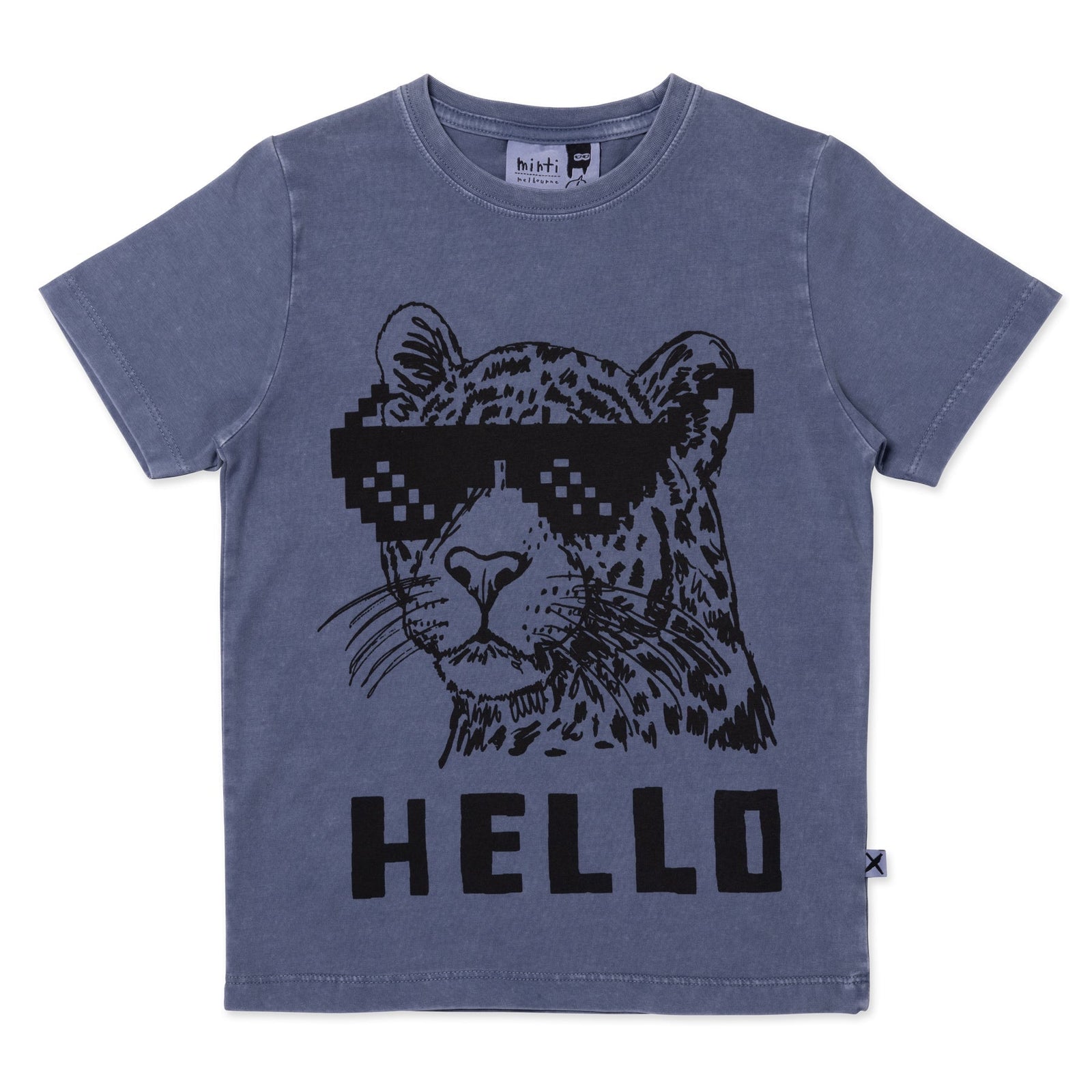 Hello Leopard Bye Bear Tee- Midnight Wash