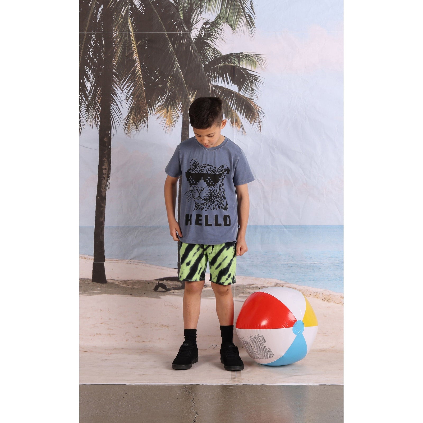 Hello Leopard Bye Bear Tee- Midnight Wash