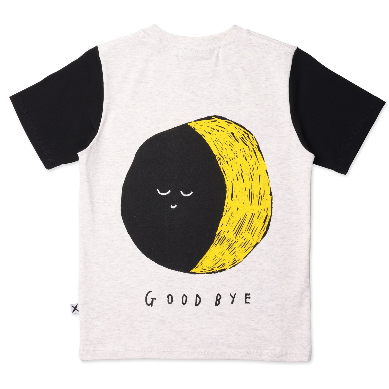 Hello Sun Goodbye Moon Tee- White Marle/Black