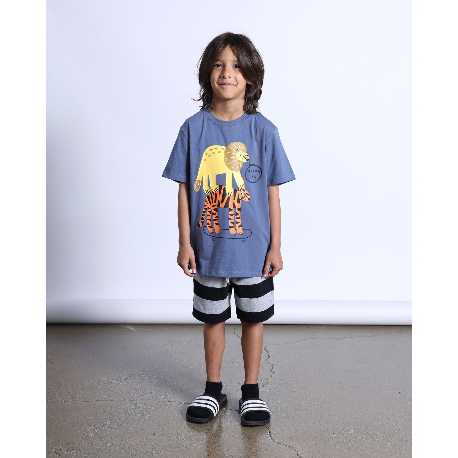 Duo Short- Black/Grey Marle Stripe