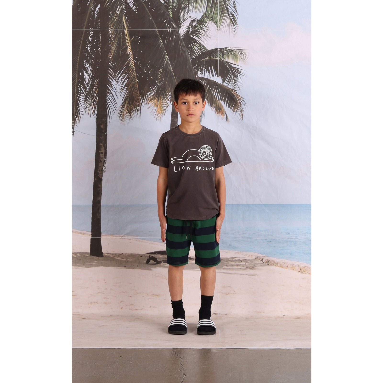 Duo Short- Green/Navy Stripe