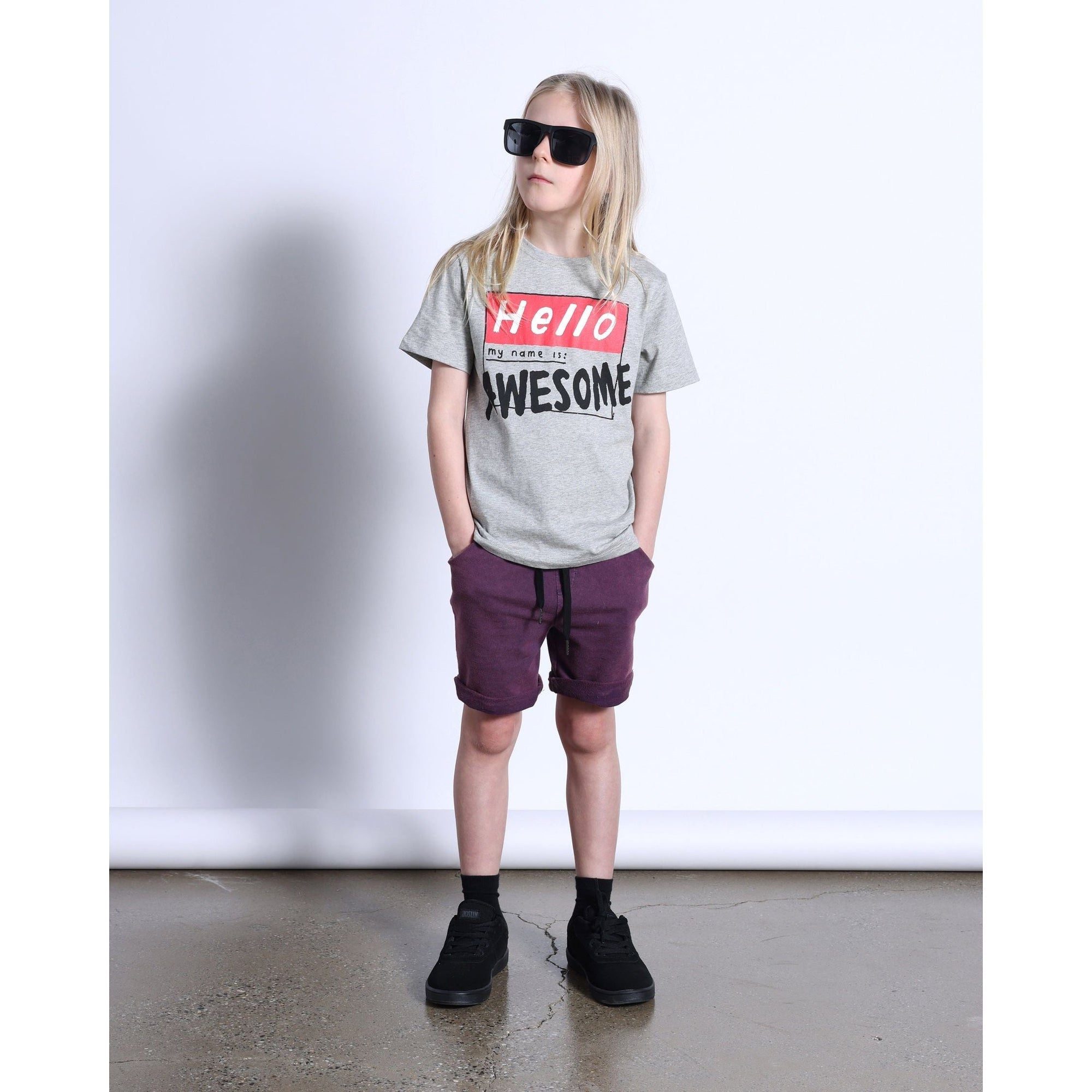 My Name Is Awesome Tee- Grey Marle
