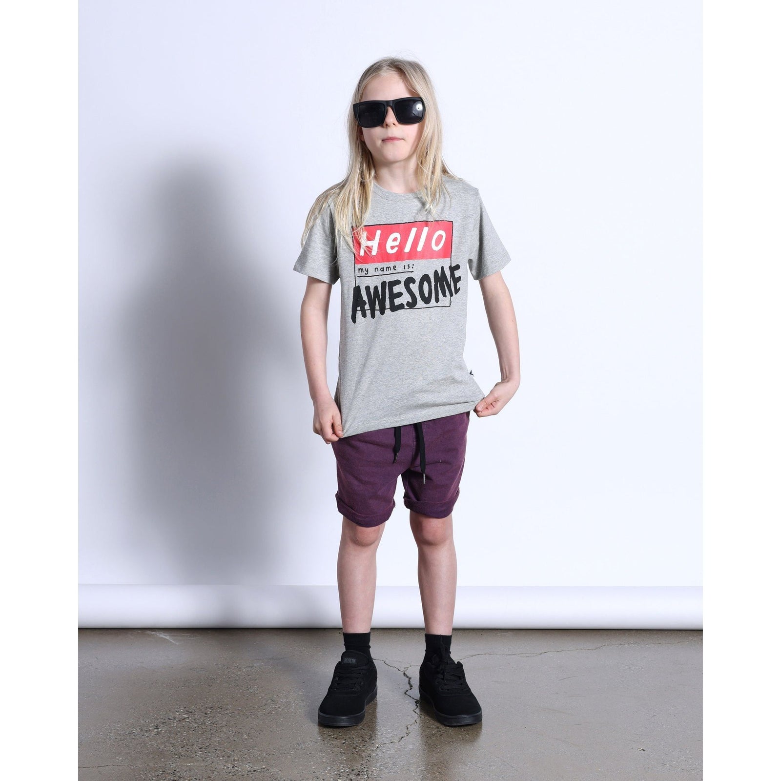 My Name Is Awesome Tee- Grey Marle