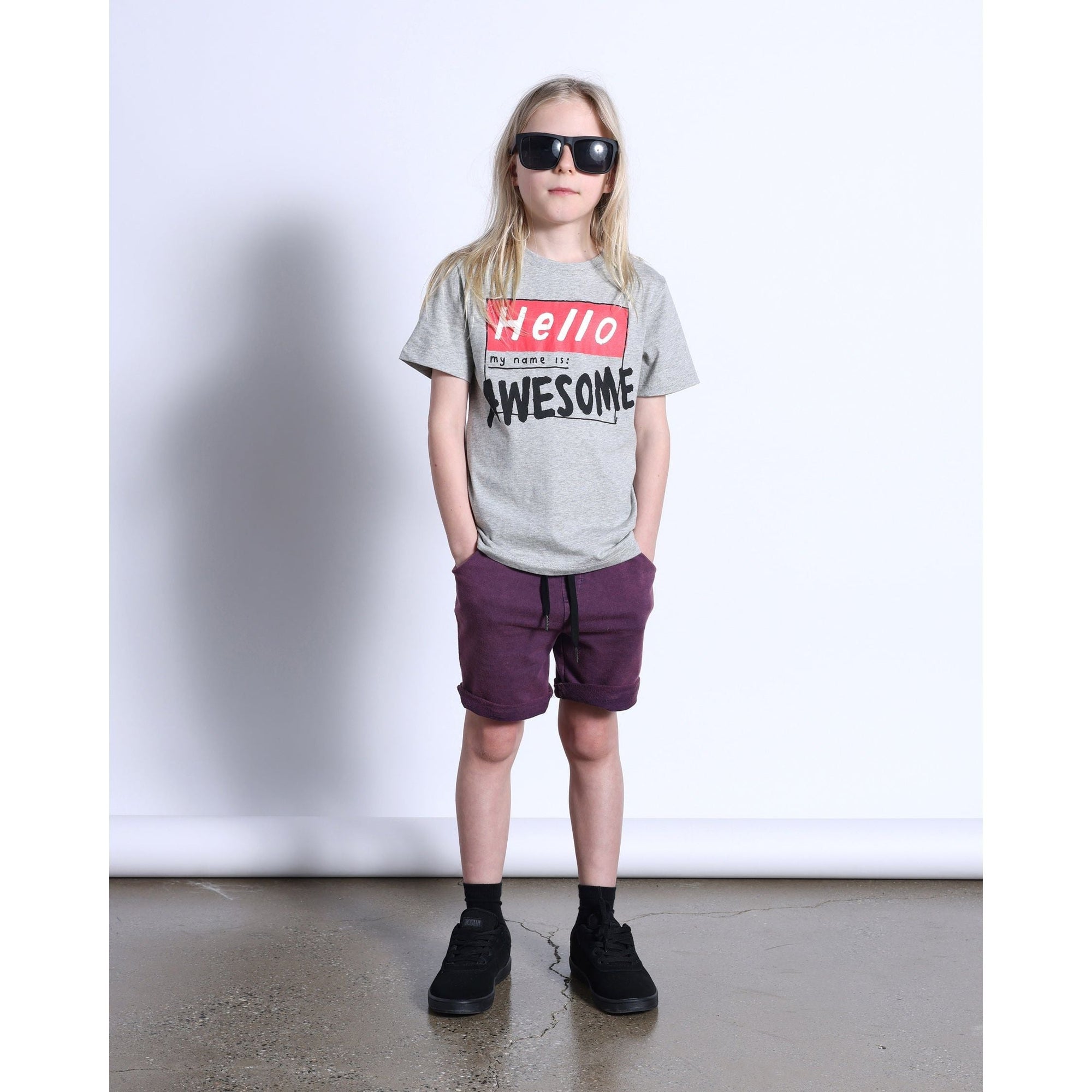 My Name Is Awesome Tee- Grey Marle