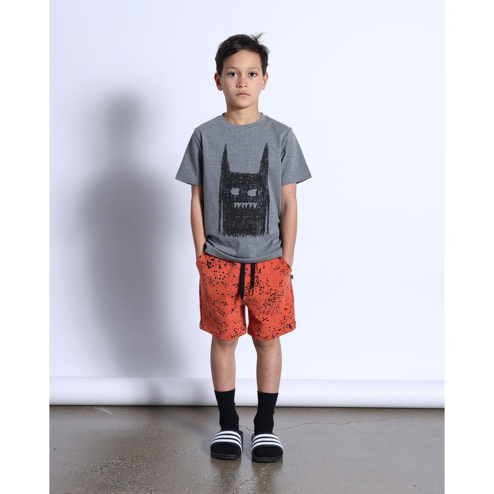 Scribble Monster Tee- Charcoal Marle