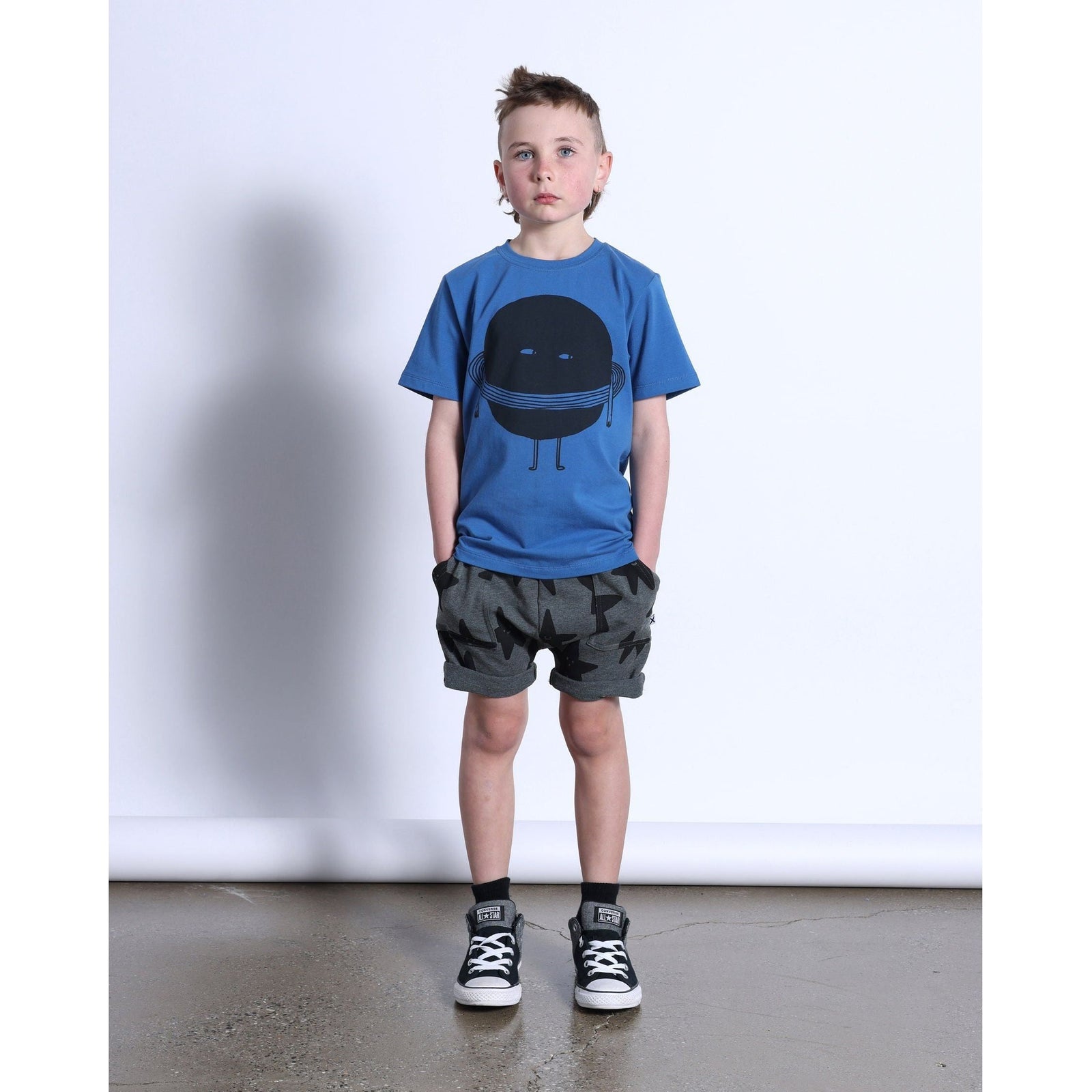 Happy Stars Short- Charcoal Marle