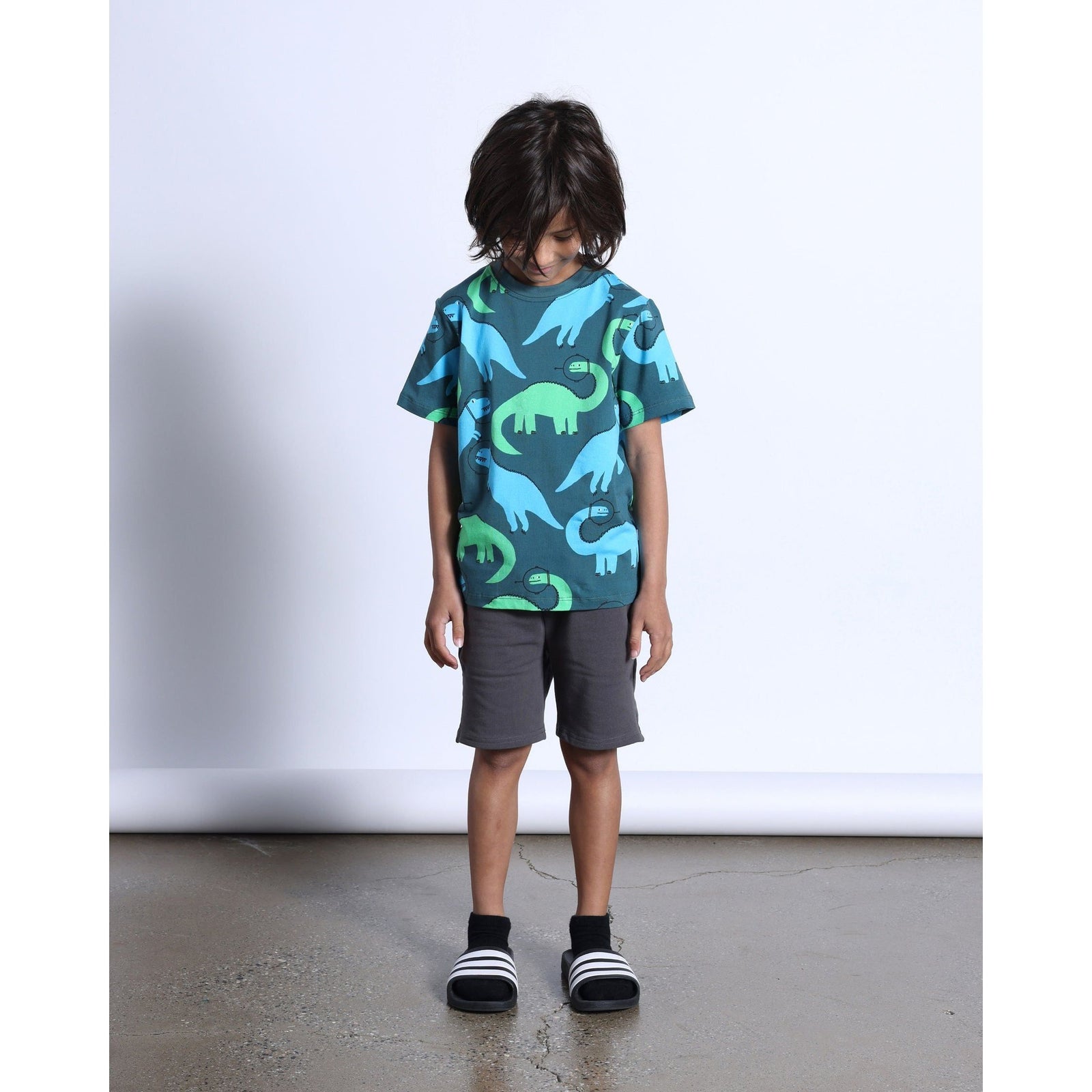Space Dinos Tee- Dark Green