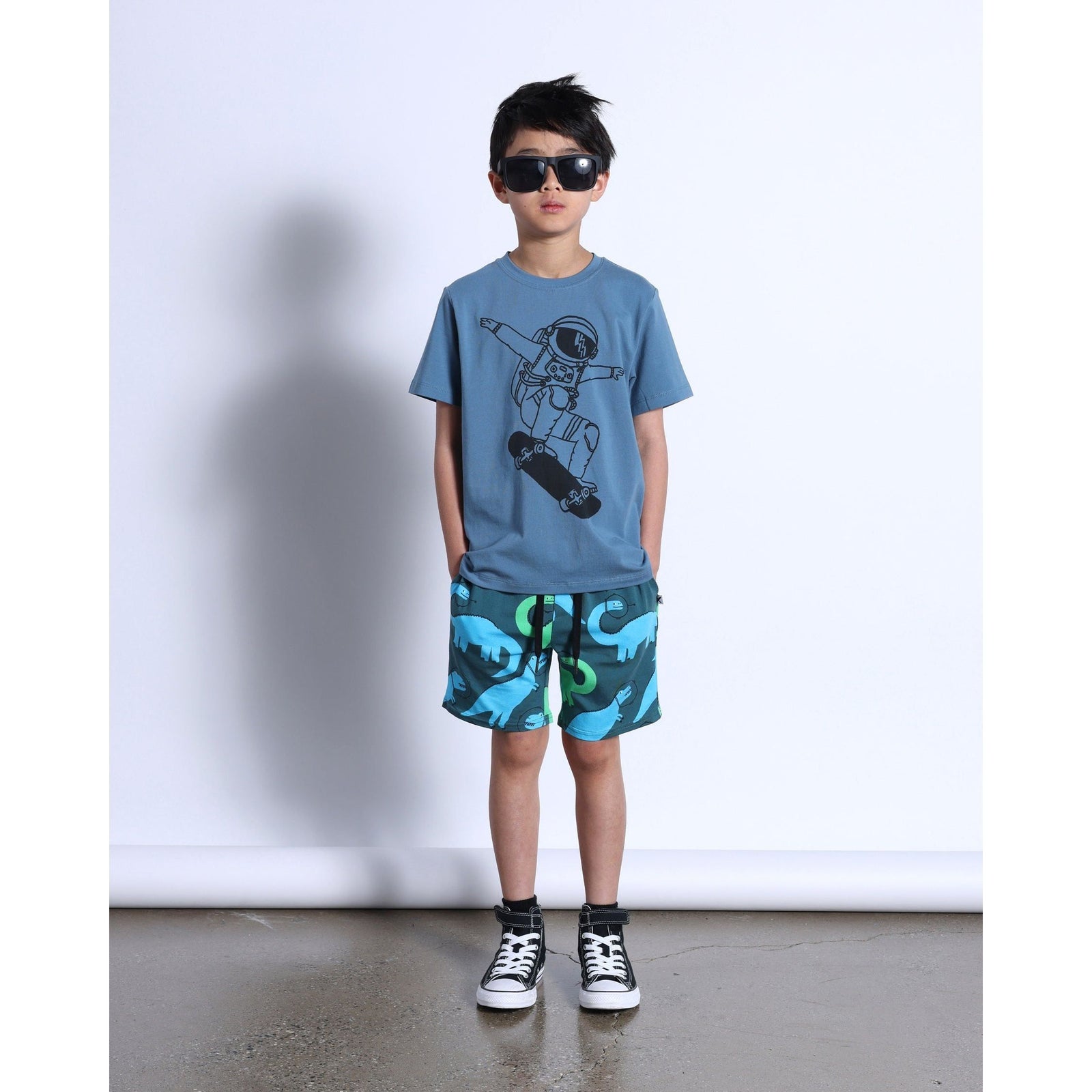 Space Dinos Short- Dark Green