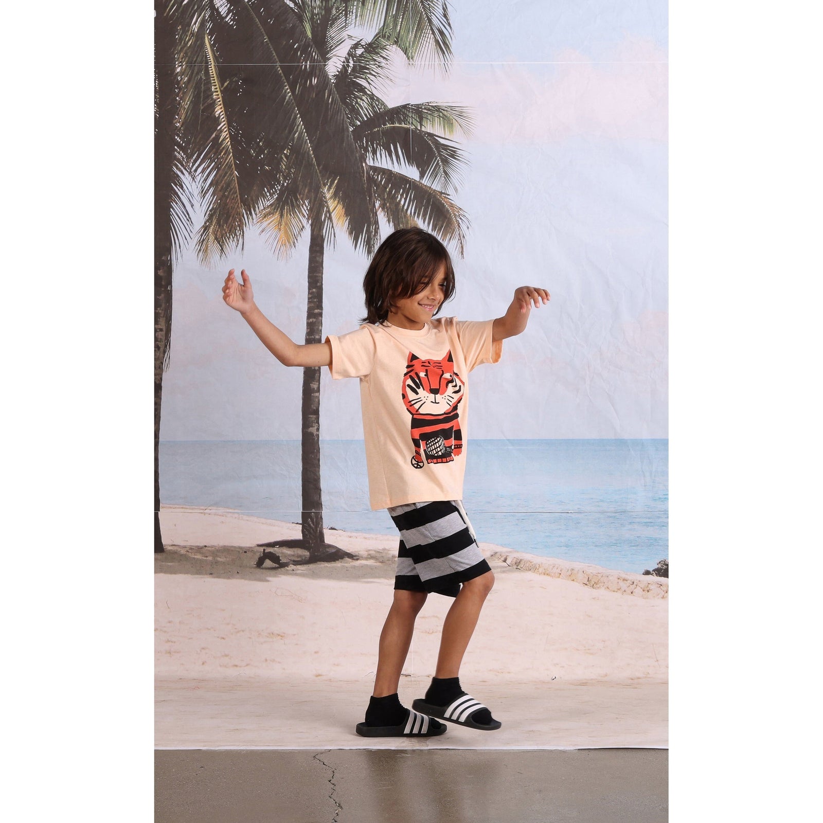 Sports Tiger Tee- Light Orange Marle