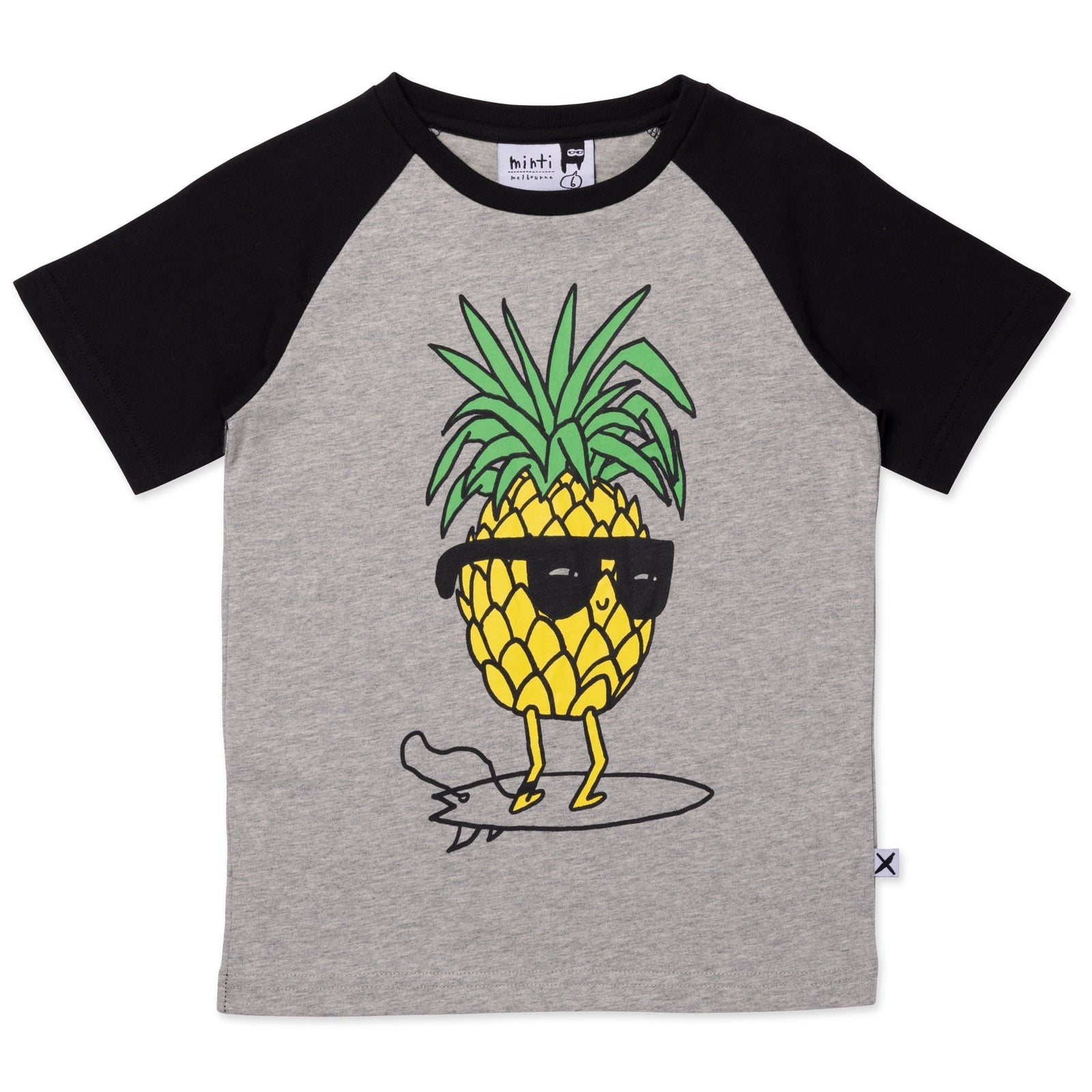 Cool Pineapple Tee- Grey Marle/Black