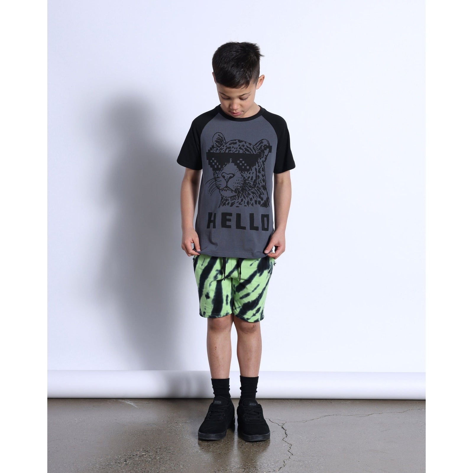 Hello Leopard Bye Bear Tee- Dark Grey/Black