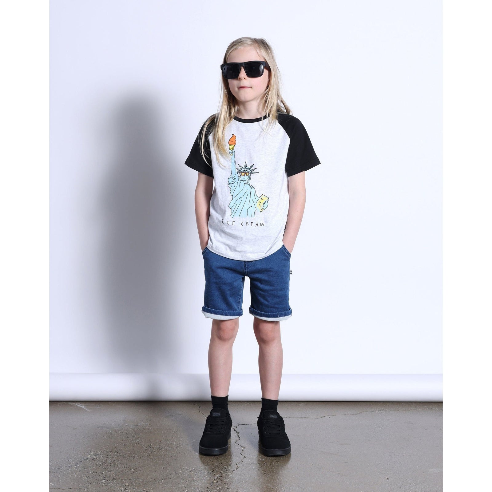 Icecream For All Tee- White Marle/Black