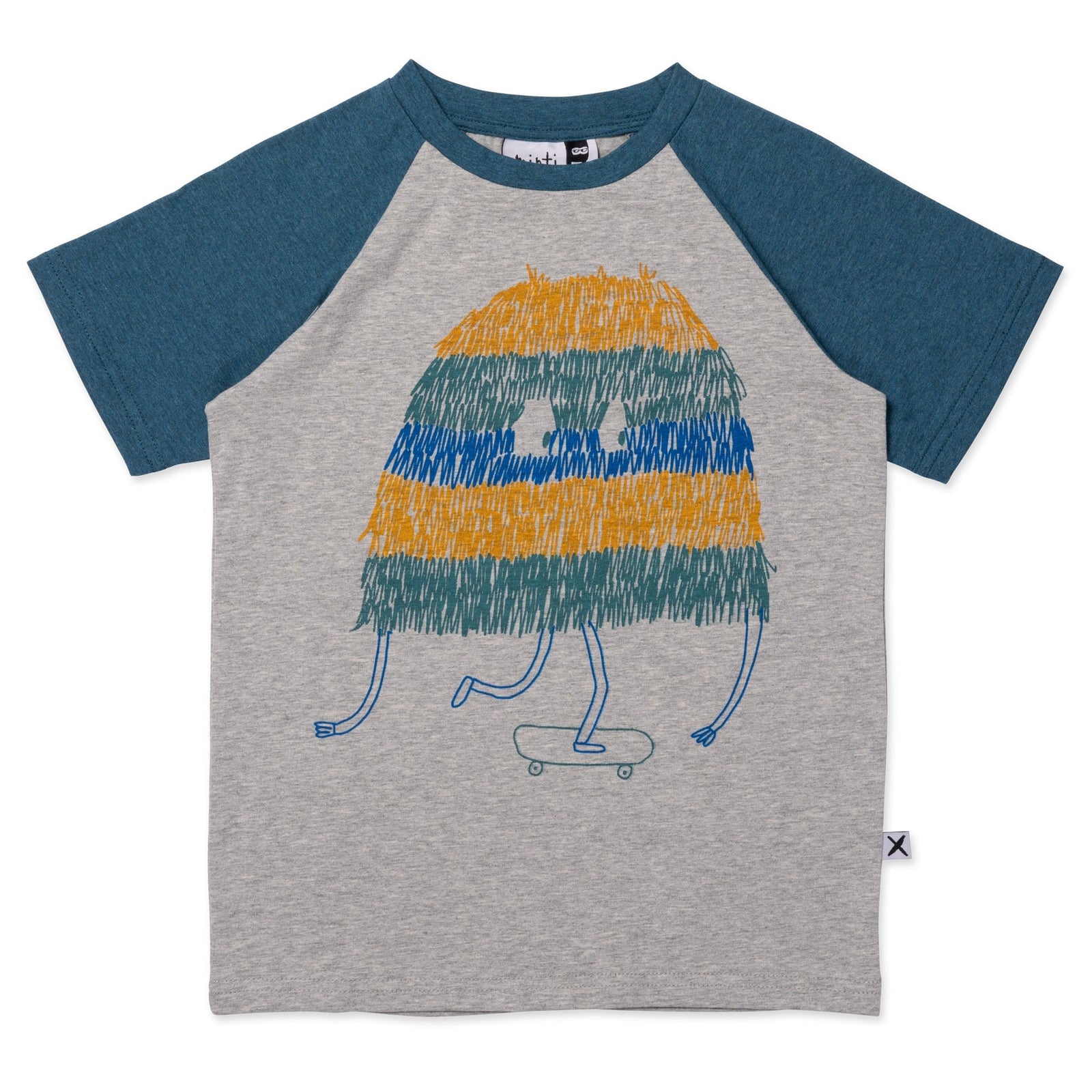 Shaggy Skater Tee- Grey Marle/Teal