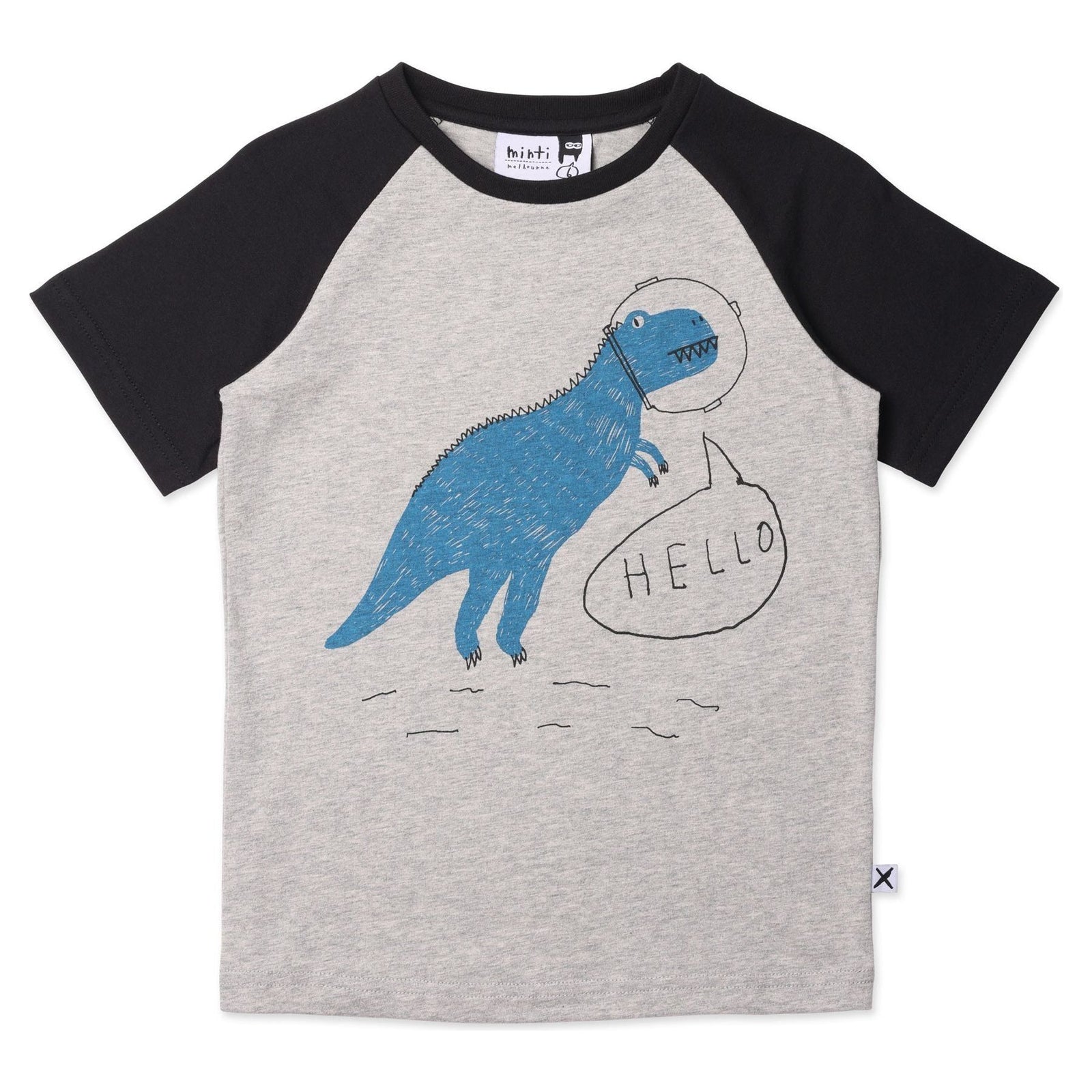 Space Dinos Tee- Grey Marle/Black