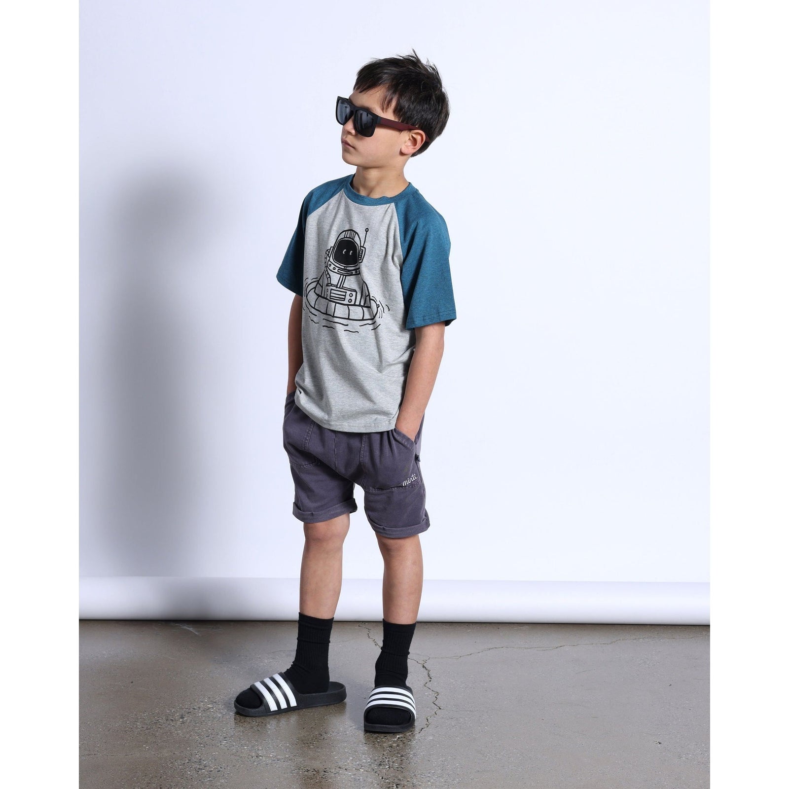 Swimming Astronaut Tee- Grey Marle/Teal