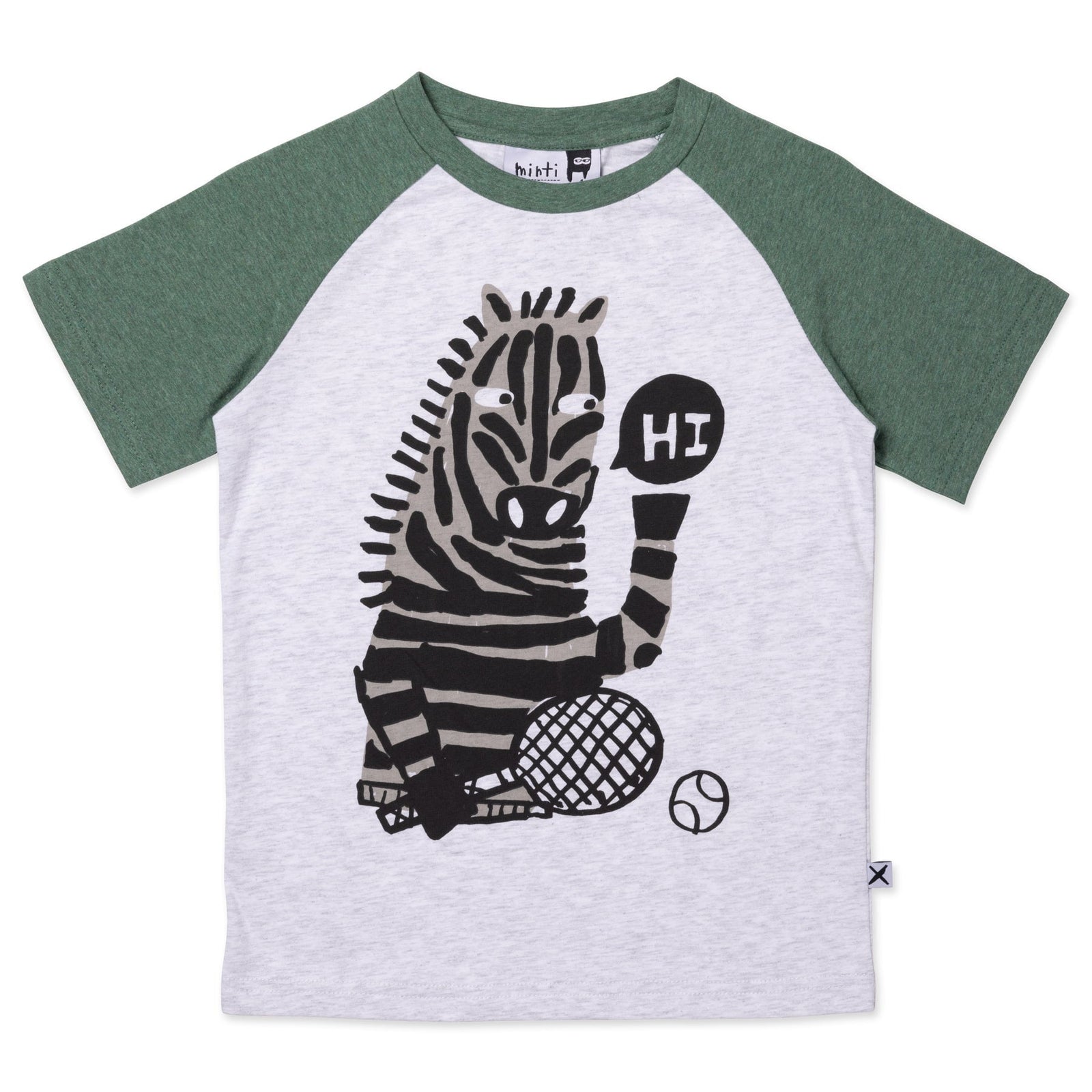 Sports Zebra Tee- White Marle/Forest Marle