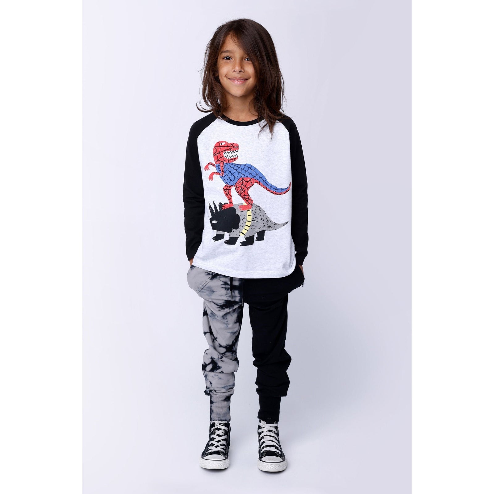 Super Dinos Tee - White Marle/Black