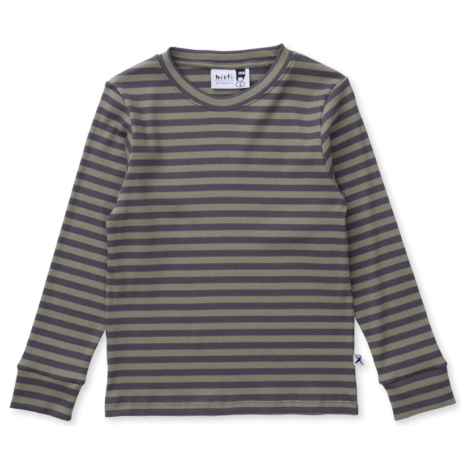 Deluxe Rib Tee - Khaki/Grey Stripe