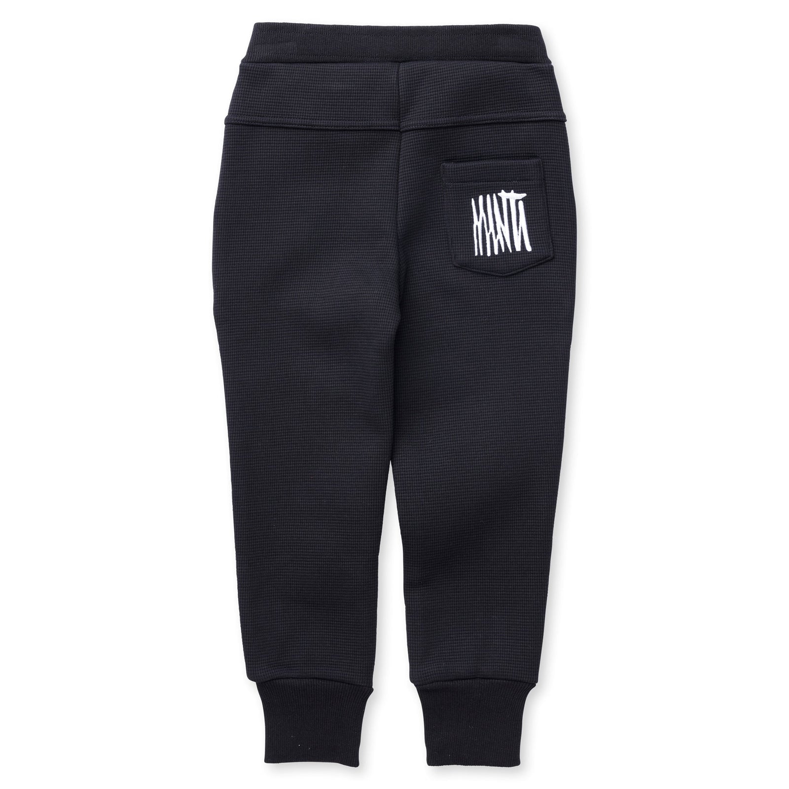Furry Waffle Trackies - Black