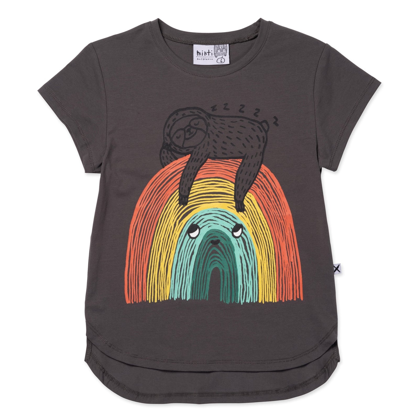 Sloth-Bow Tee- Dark Grey