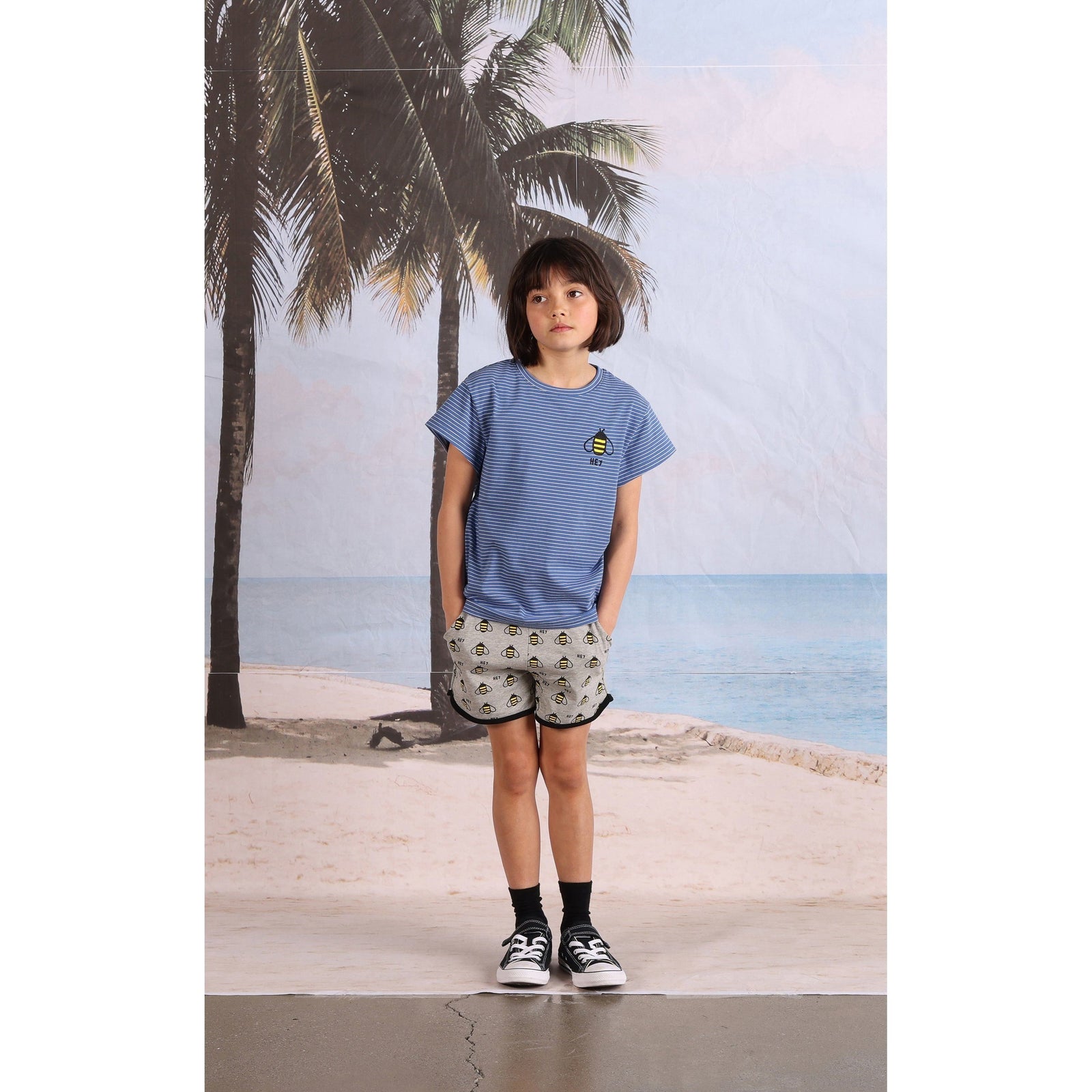 Lots Of Bees Short- Grey Marle