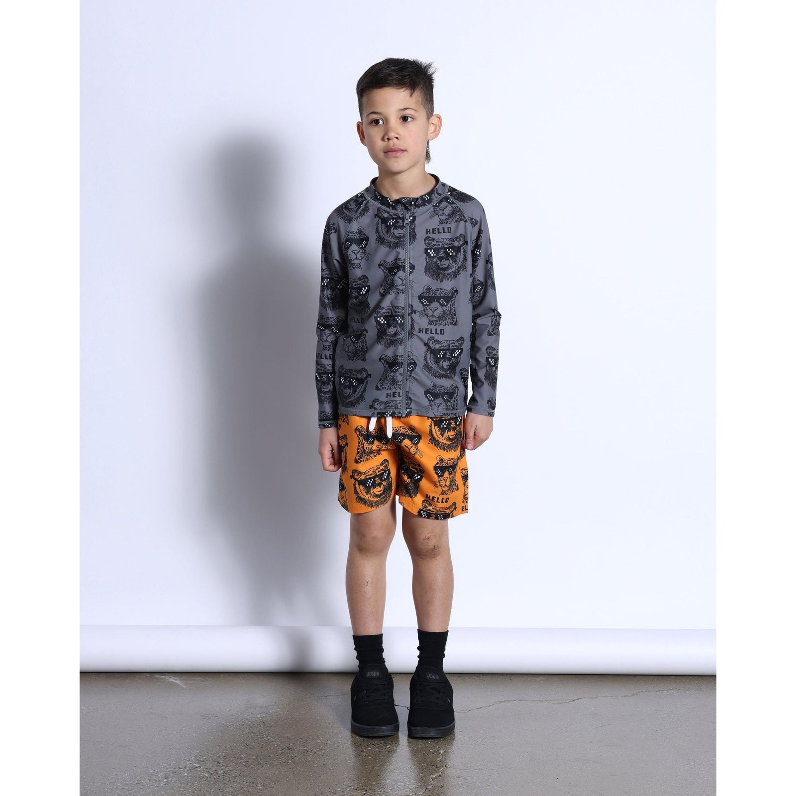 Pixelled Animals Rashie- Dark Grey