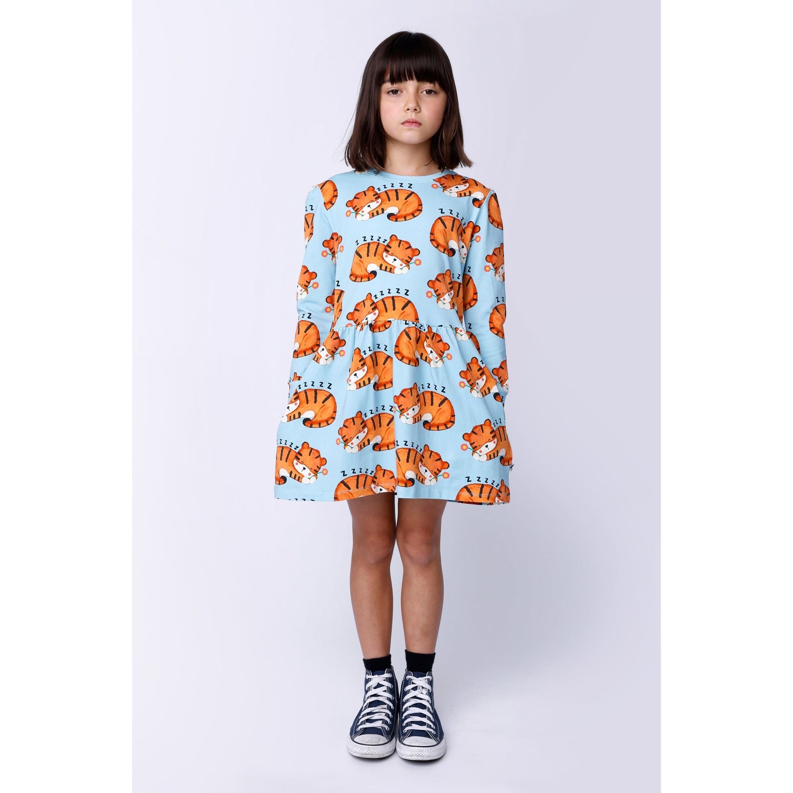 Sleepy Tigers Dress - Aqua