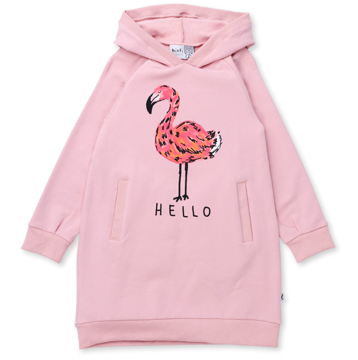 Hello Flamingo Furry Hoodie Dress