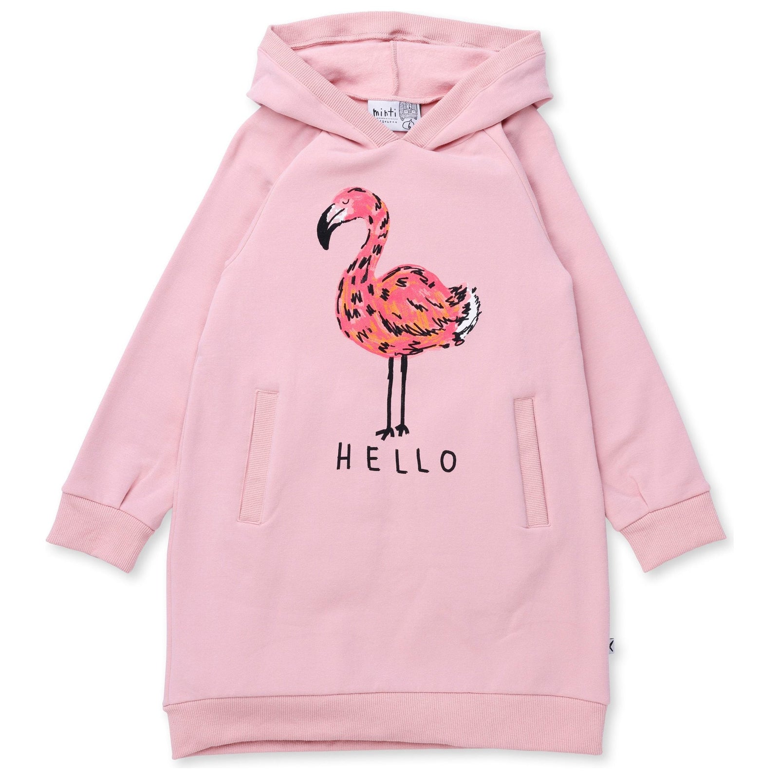 Hello Flamingo Furry Hoodie Dress