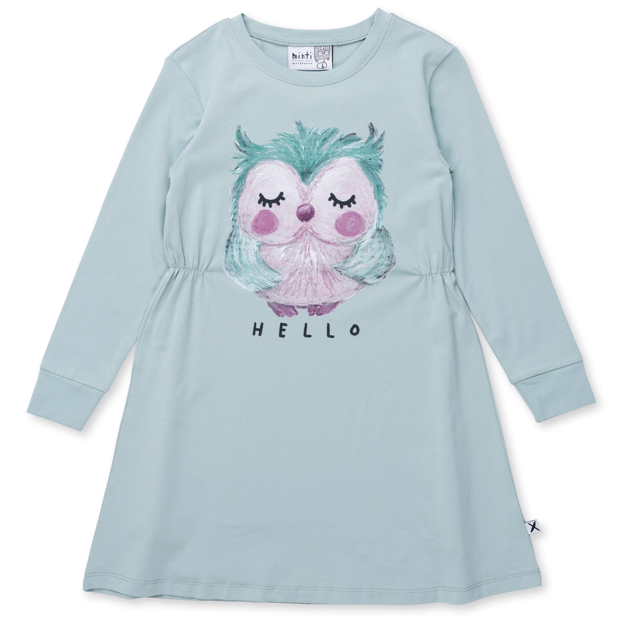 Painted Owl Dress - Muted Green